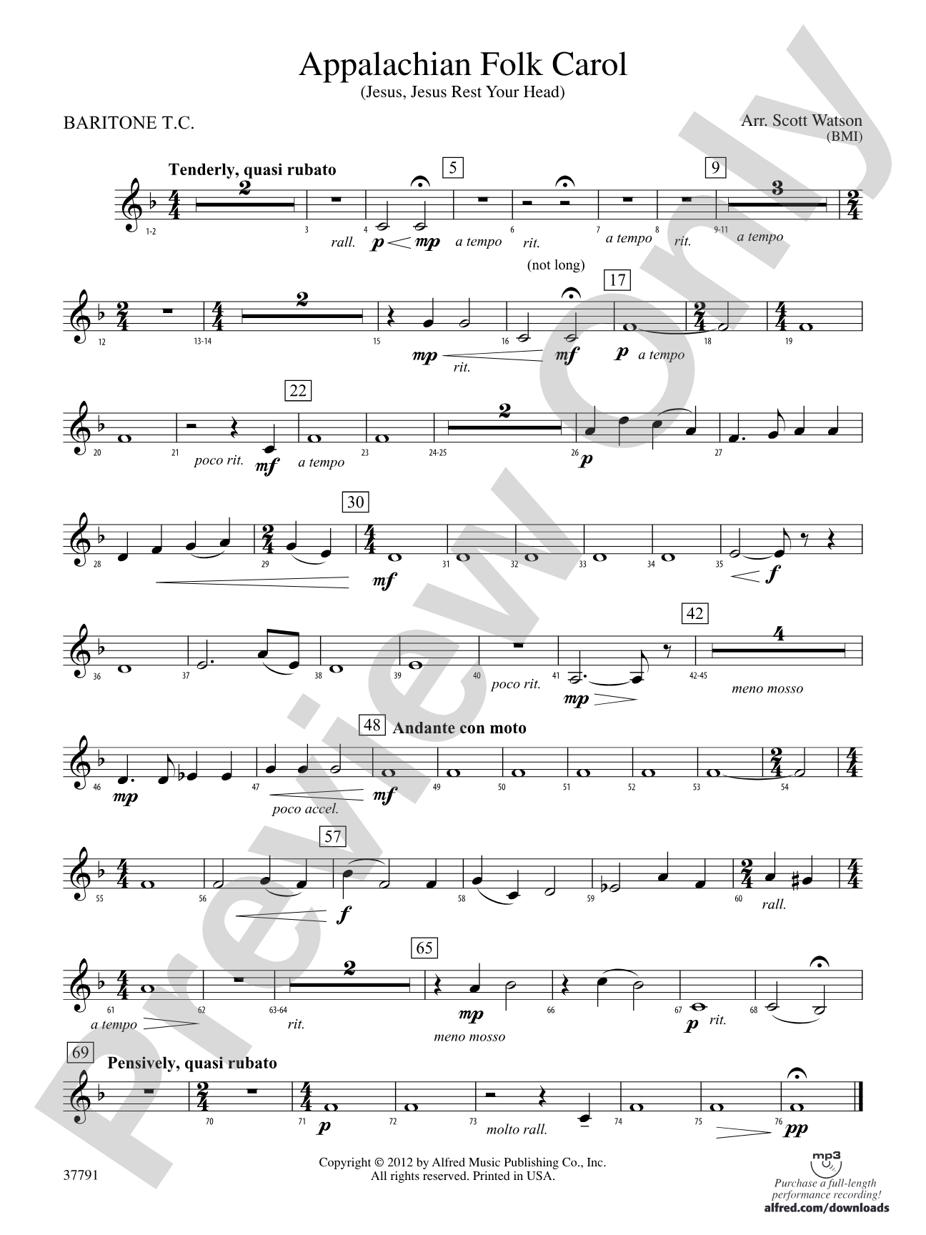 Appalachian Folk Carol: Baritone T.C.
