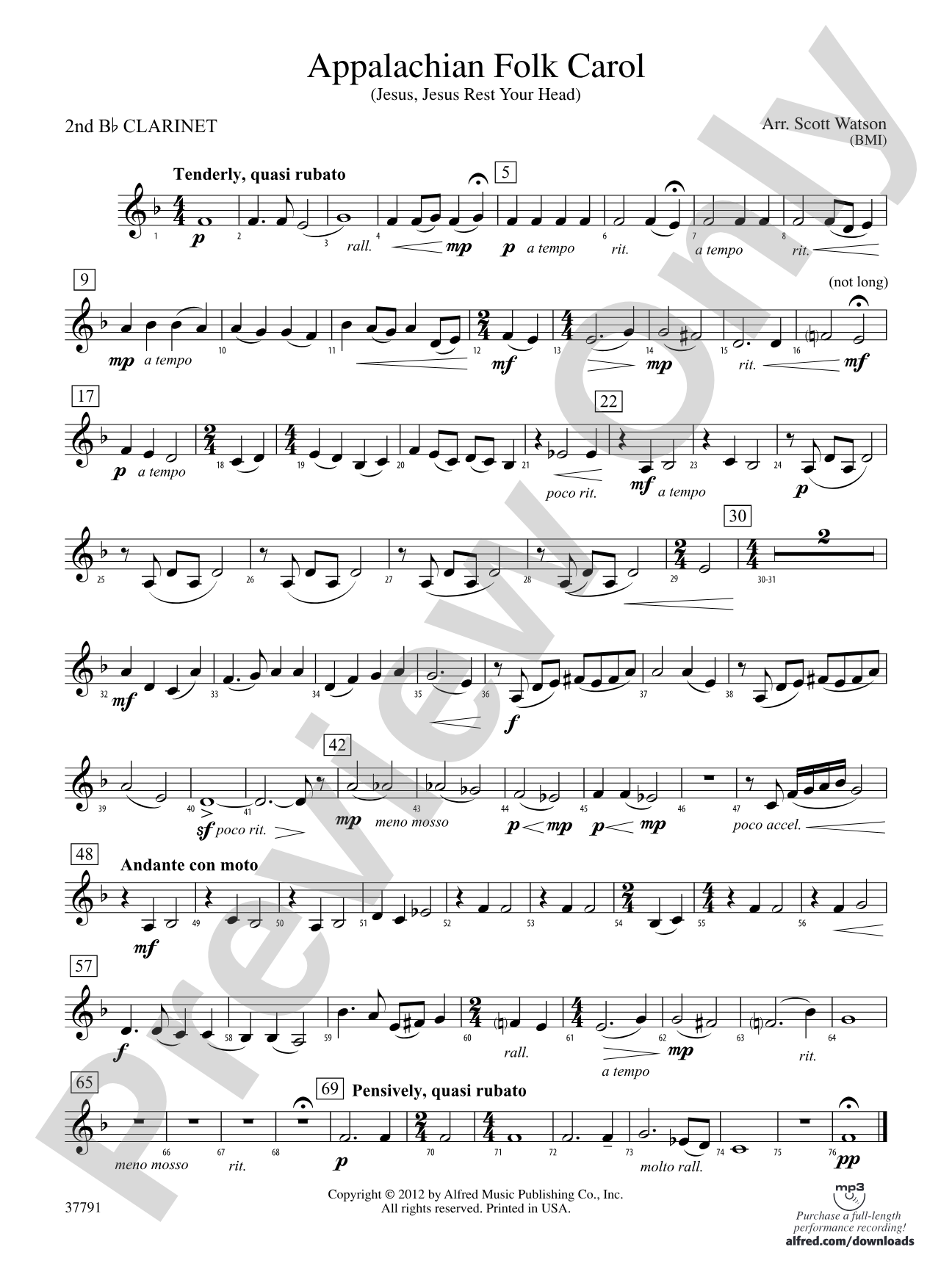 Appalachian Folk Carol: 2nd B-flat Clarinet