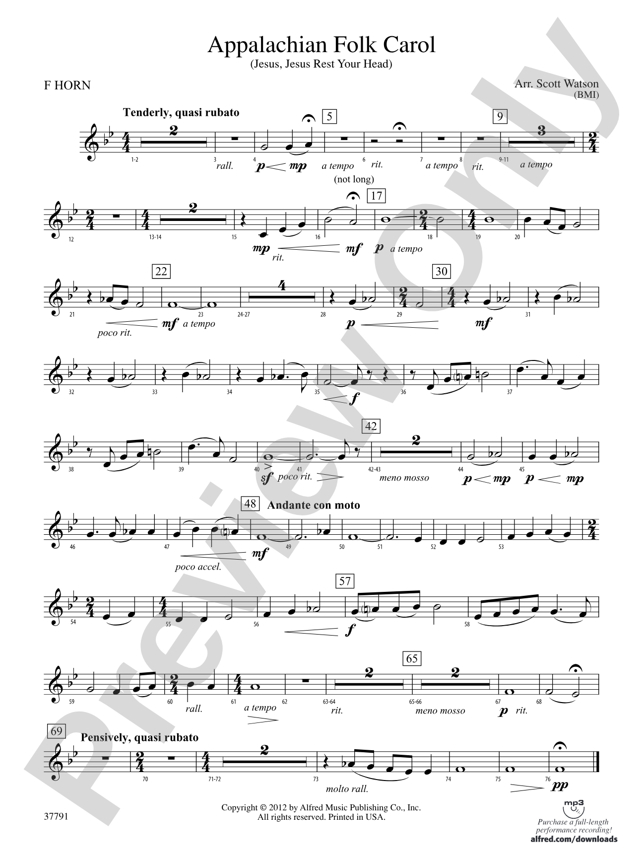 Appalachian Folk Carol: 1st F Horn