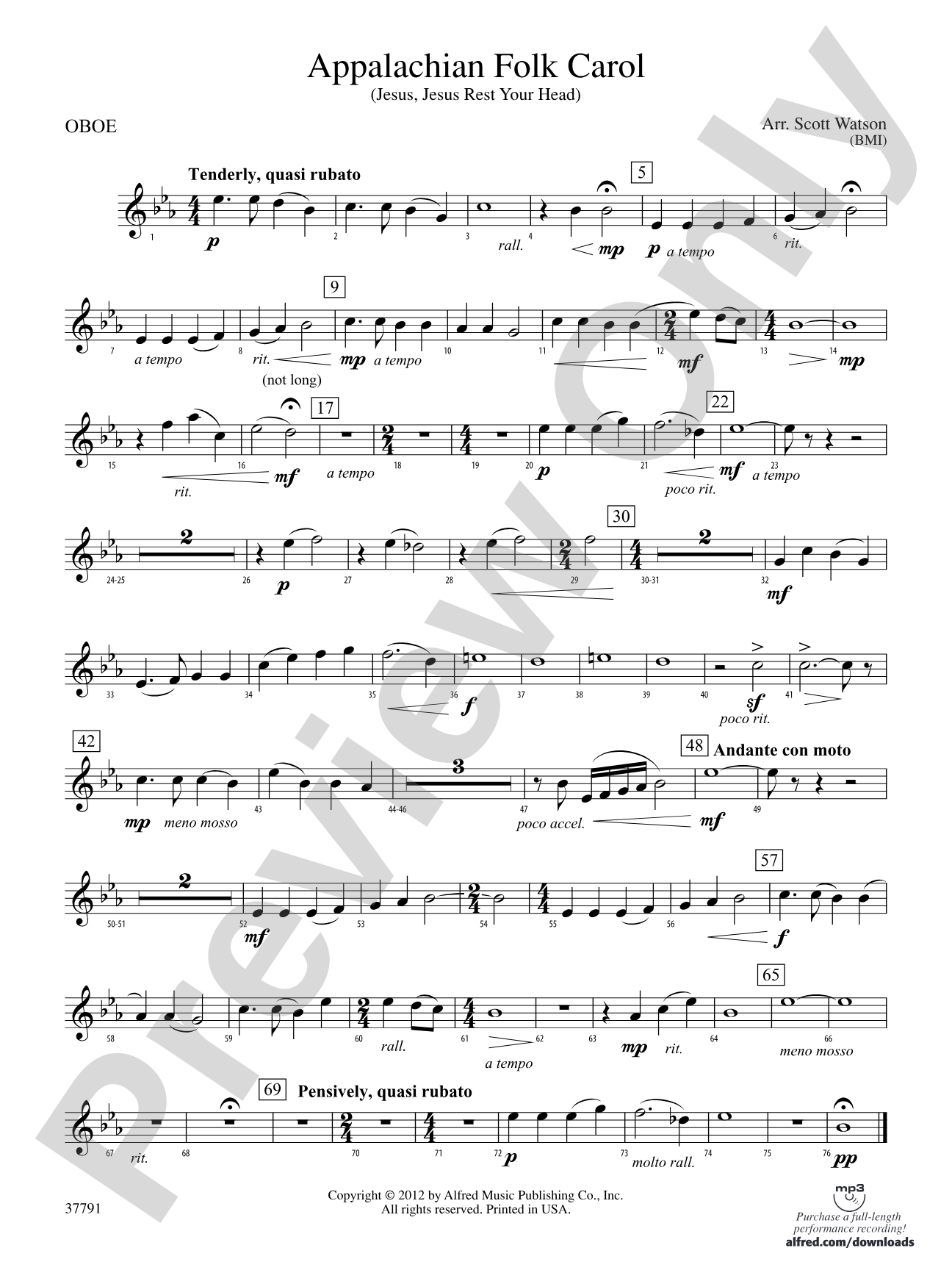 Appalachian Folk Carol: Oboe