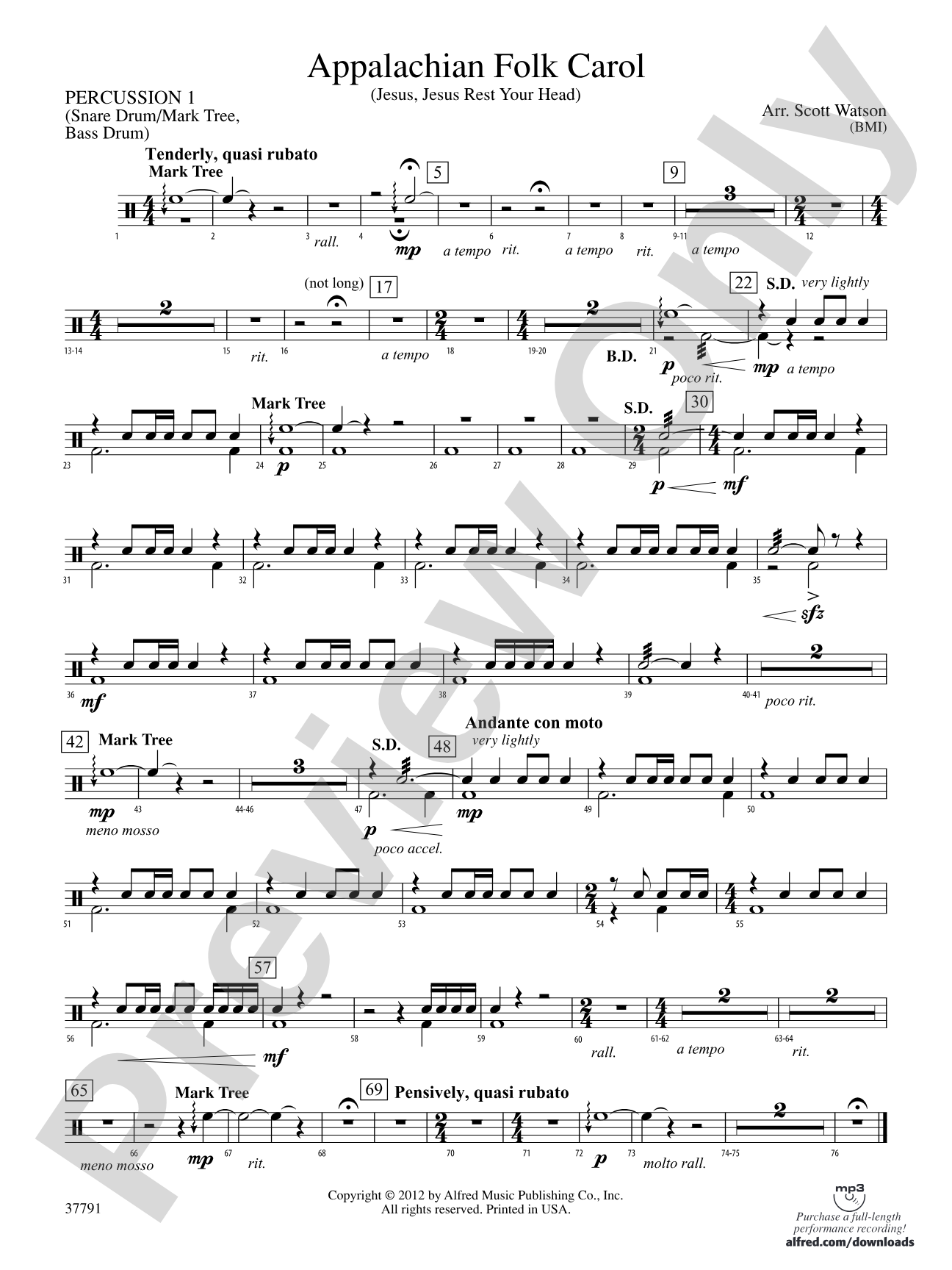 Appalachian Folk Carol: 1st Percussion