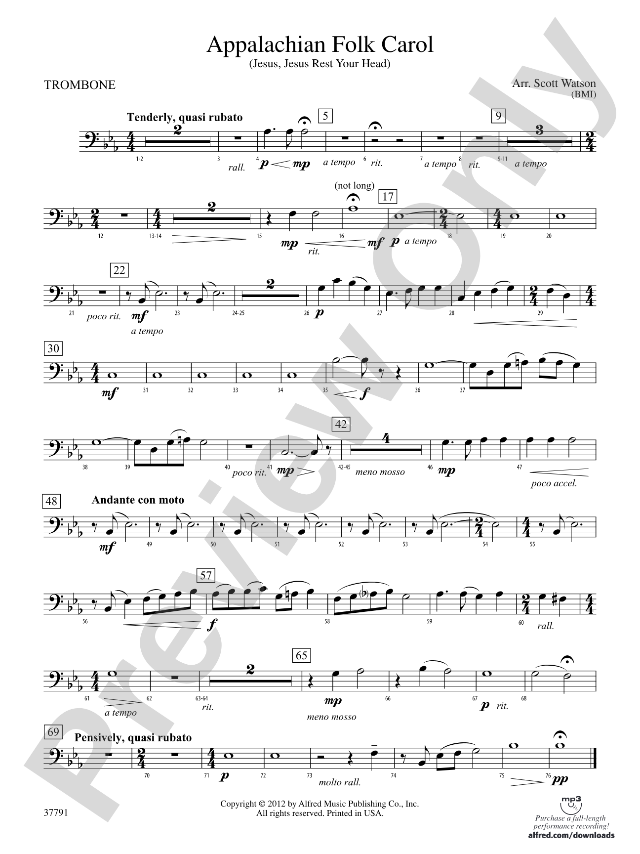 Appalachian Folk Carol: 1st Trombone
