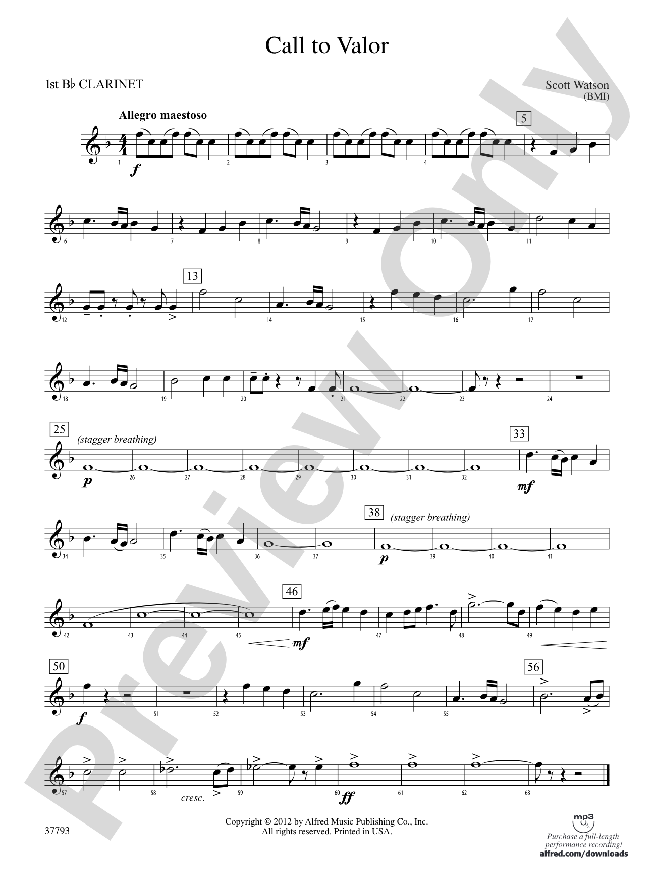 Call to Valor: 1st B-flat Clarinet