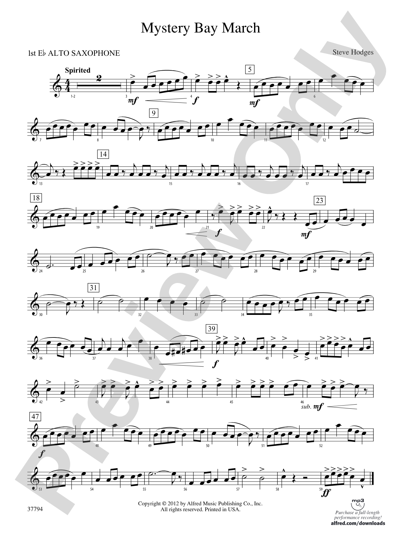 Mystery Bay March: E-flat Alto Saxophone