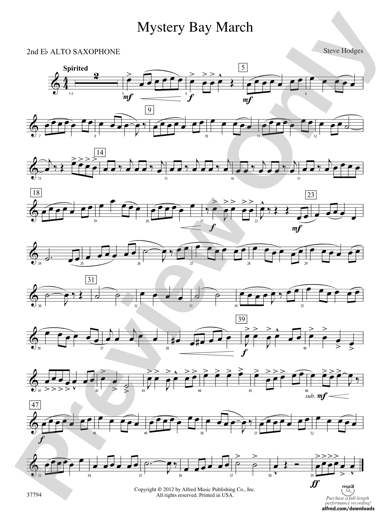 Mystery Bay March: 2nd E-flat Alto Saxophone