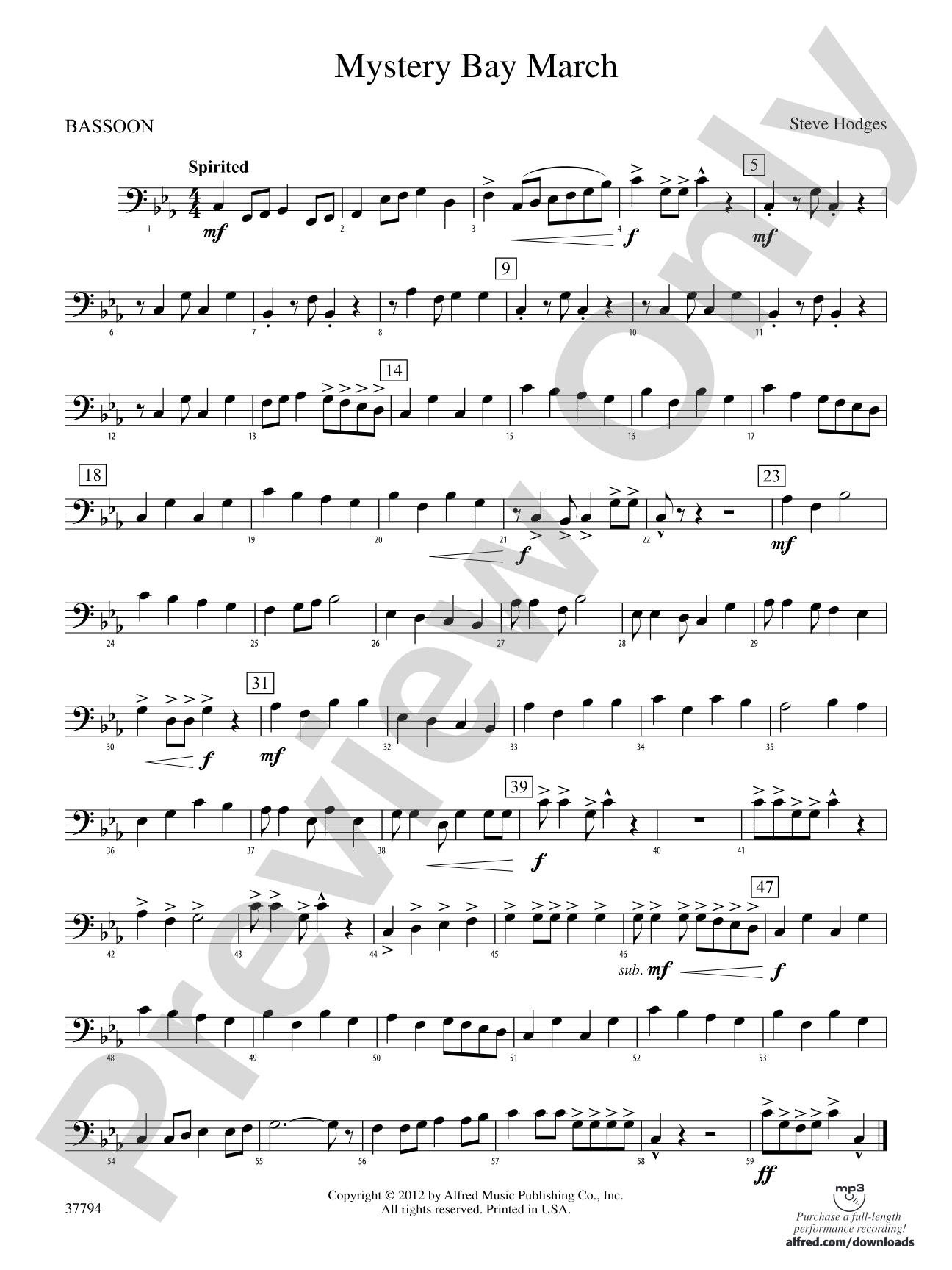 Mystery Bay March: Bassoon