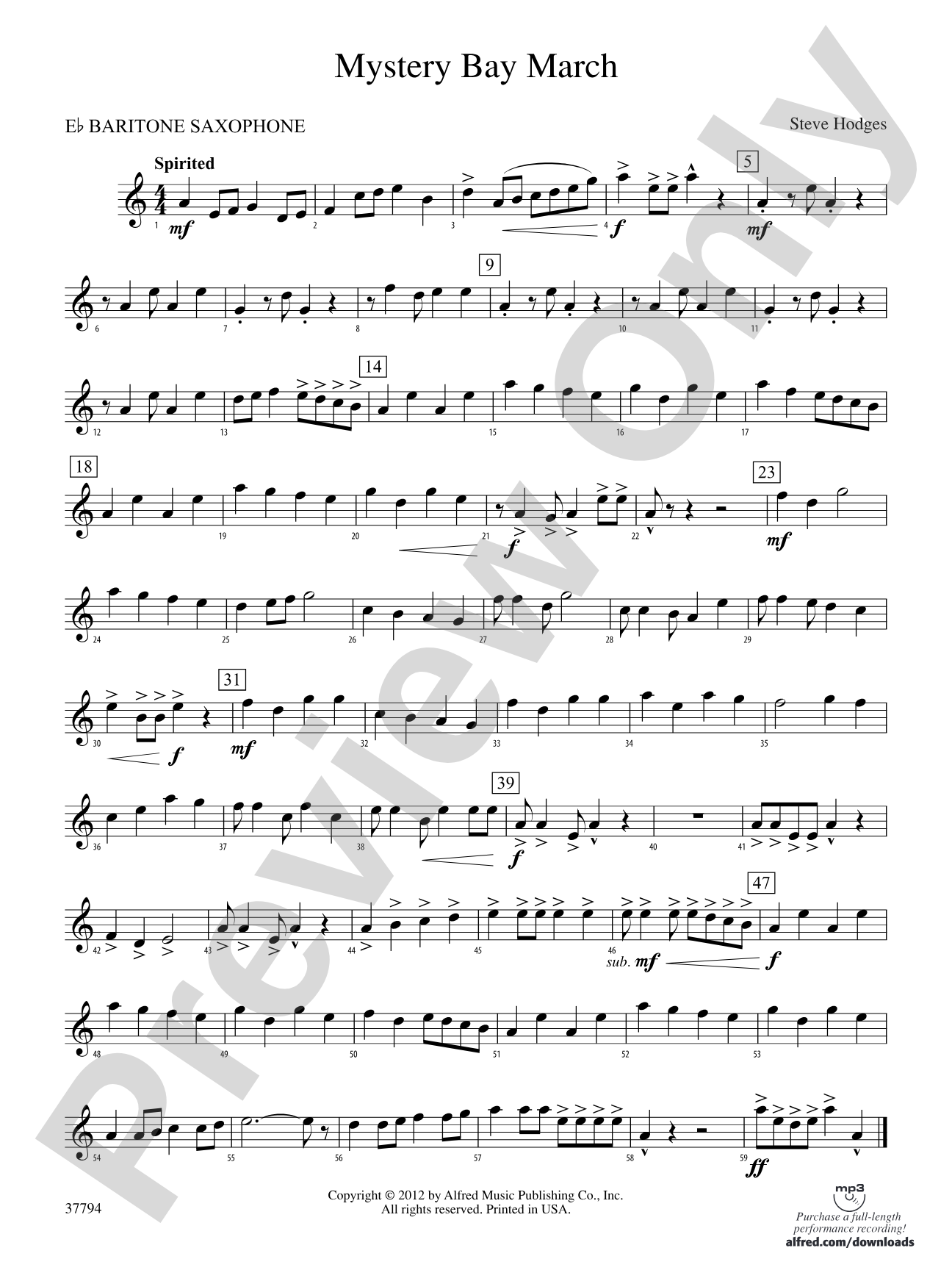 Mystery Bay March: E-flat Baritone Saxophone