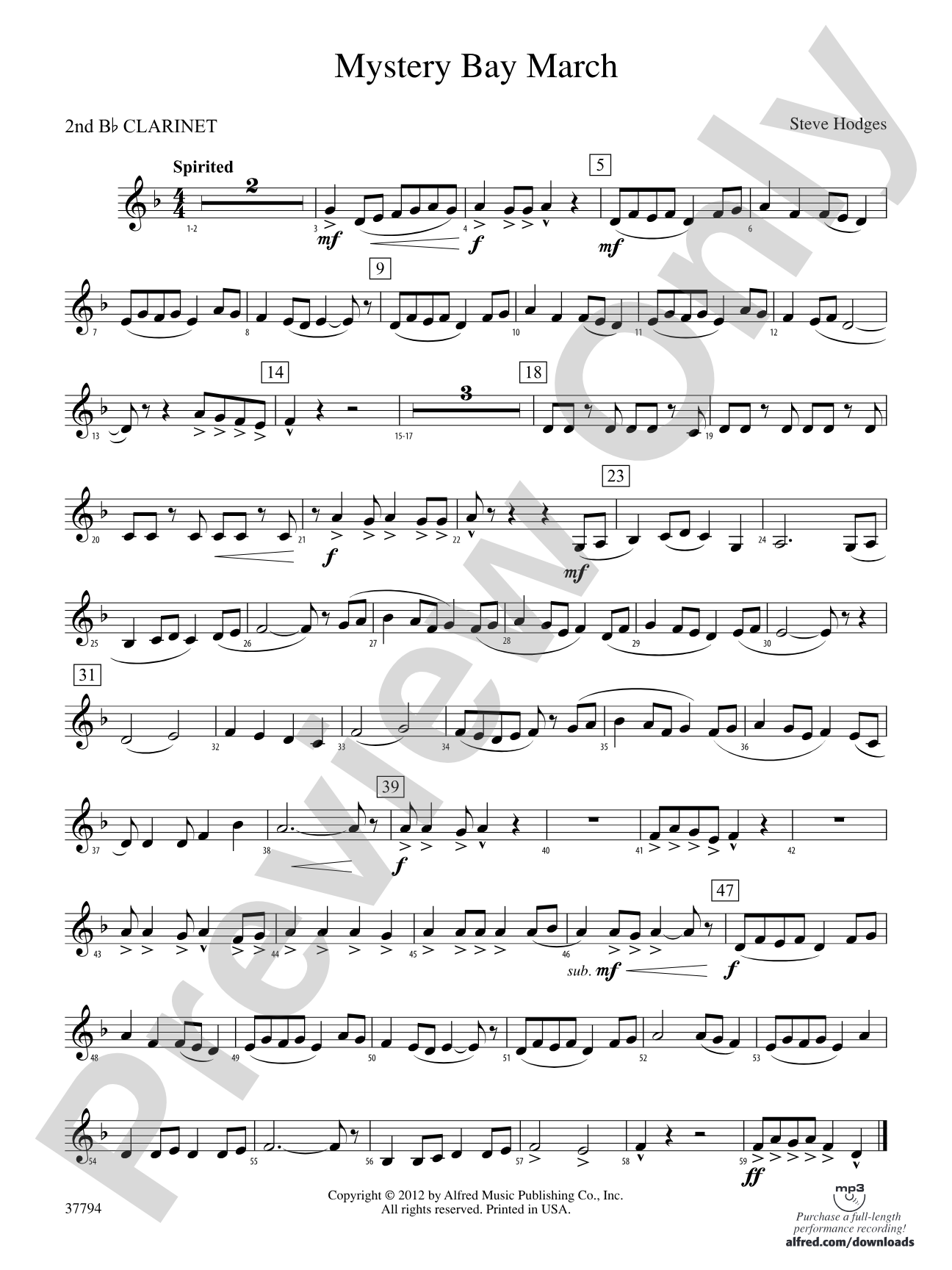 Mystery Bay March: 2nd B-flat Clarinet