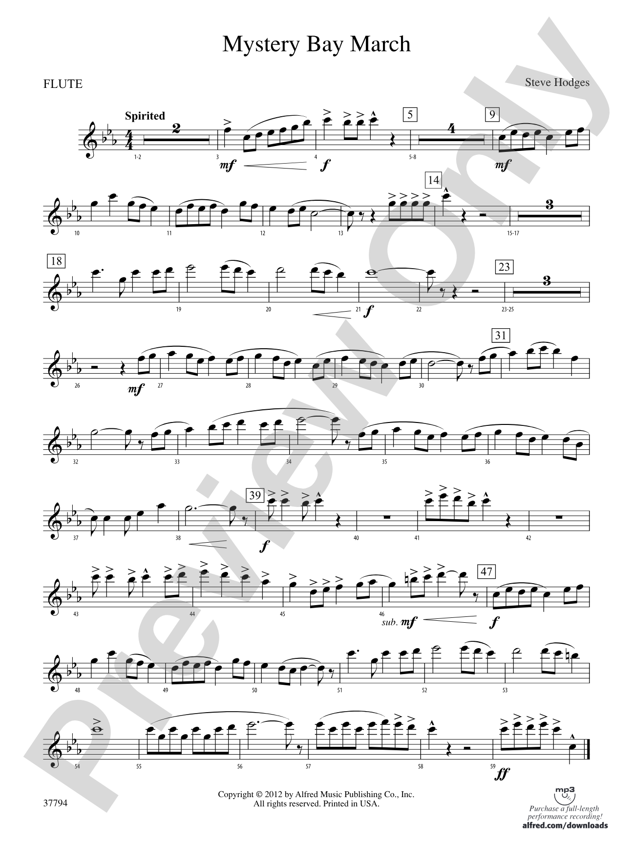 Mystery Bay March: Flute