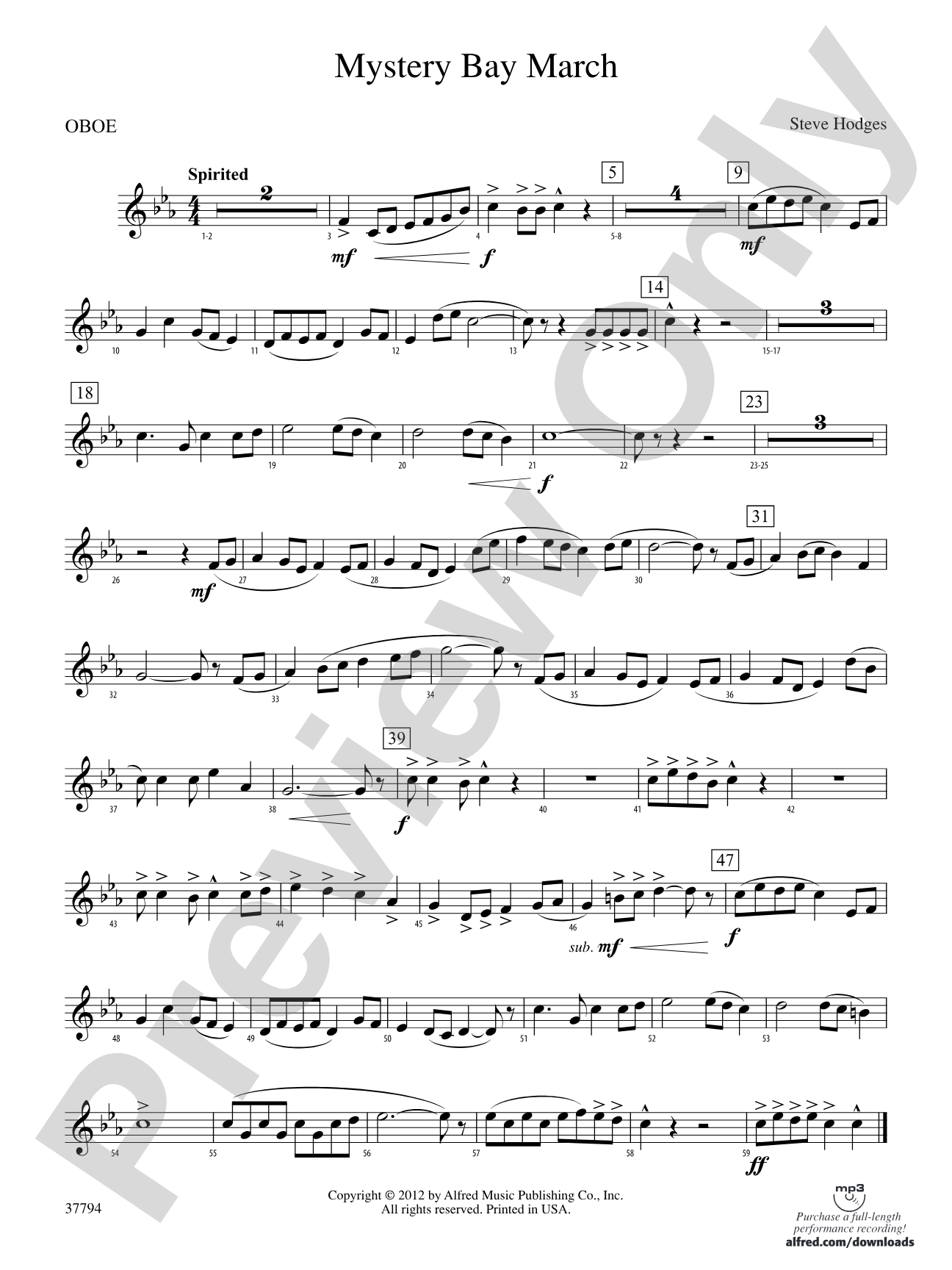 Mystery Bay March: Oboe