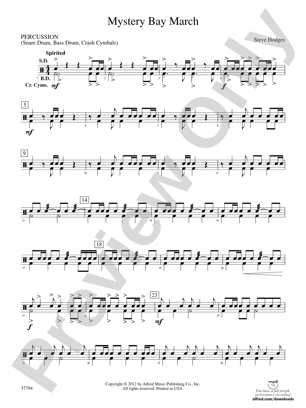 Mystery Bay March: 1st Percussion