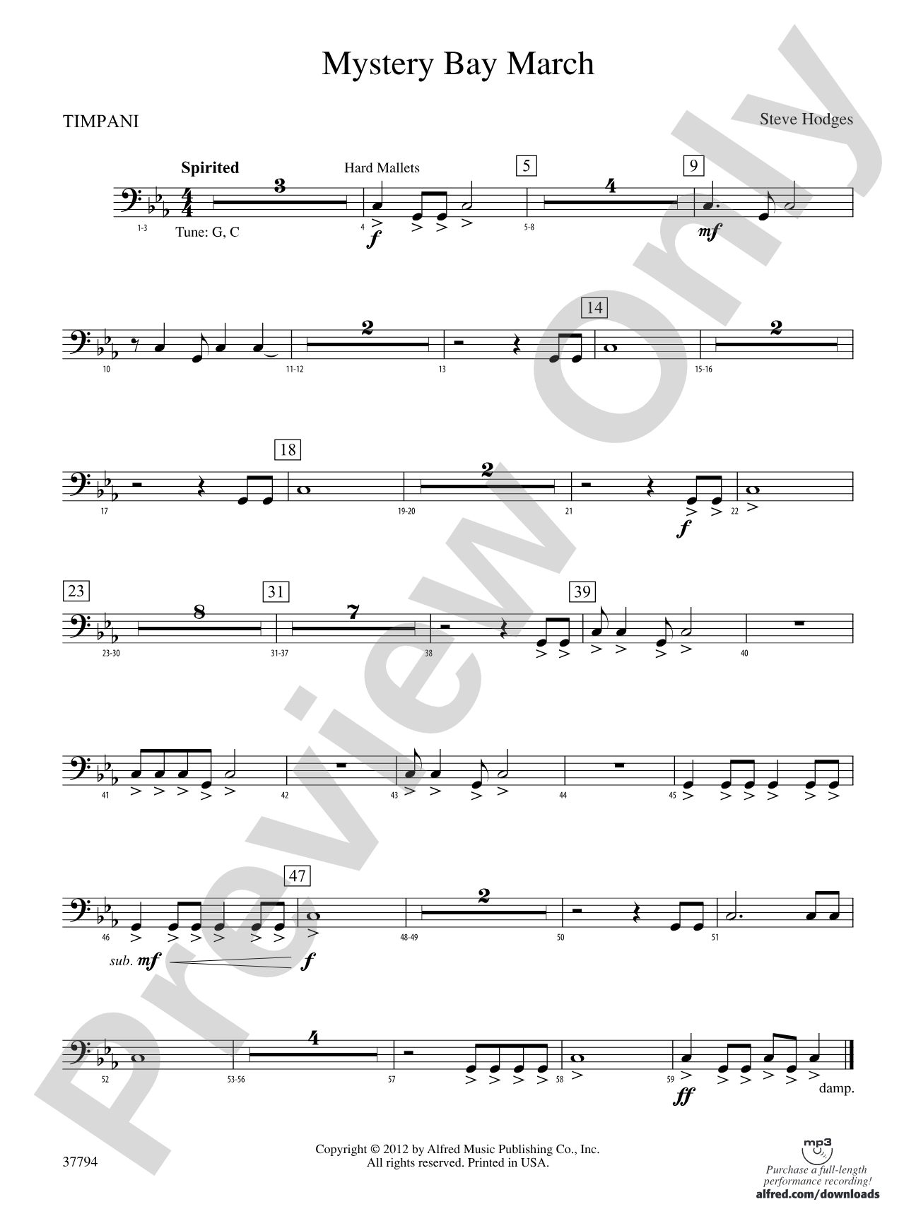 Mystery Bay March: Timpani