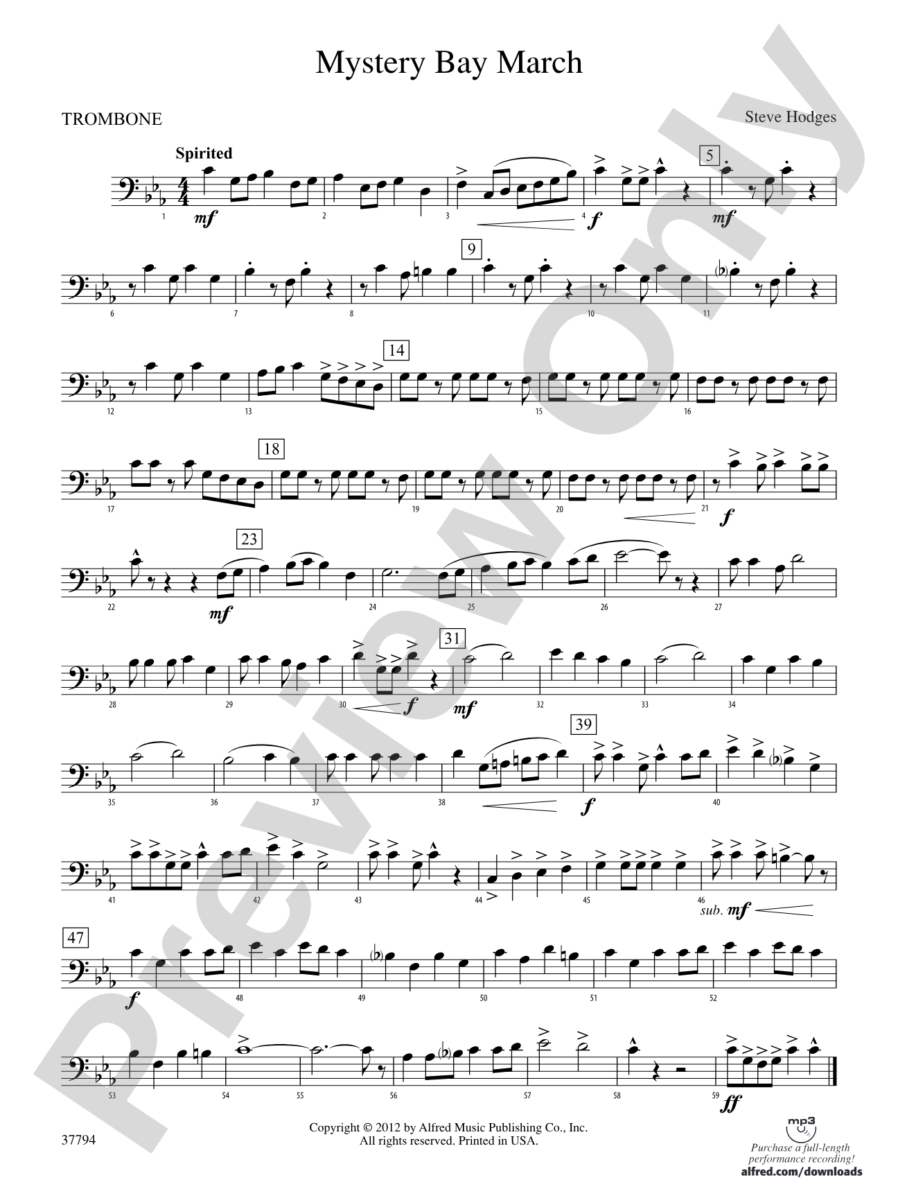 Mystery Bay March: 1st Trombone