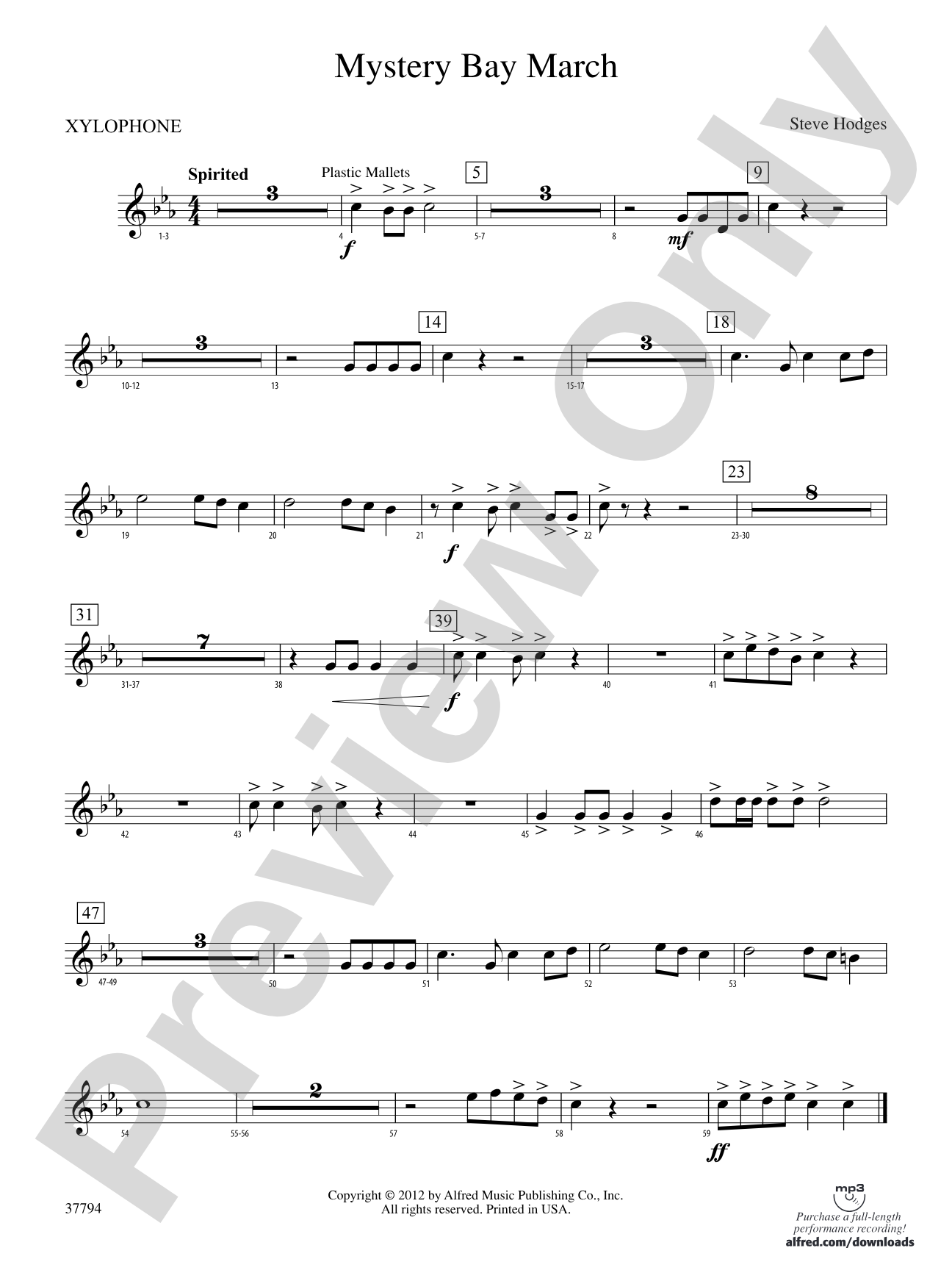 Mystery Bay March: Xylophone