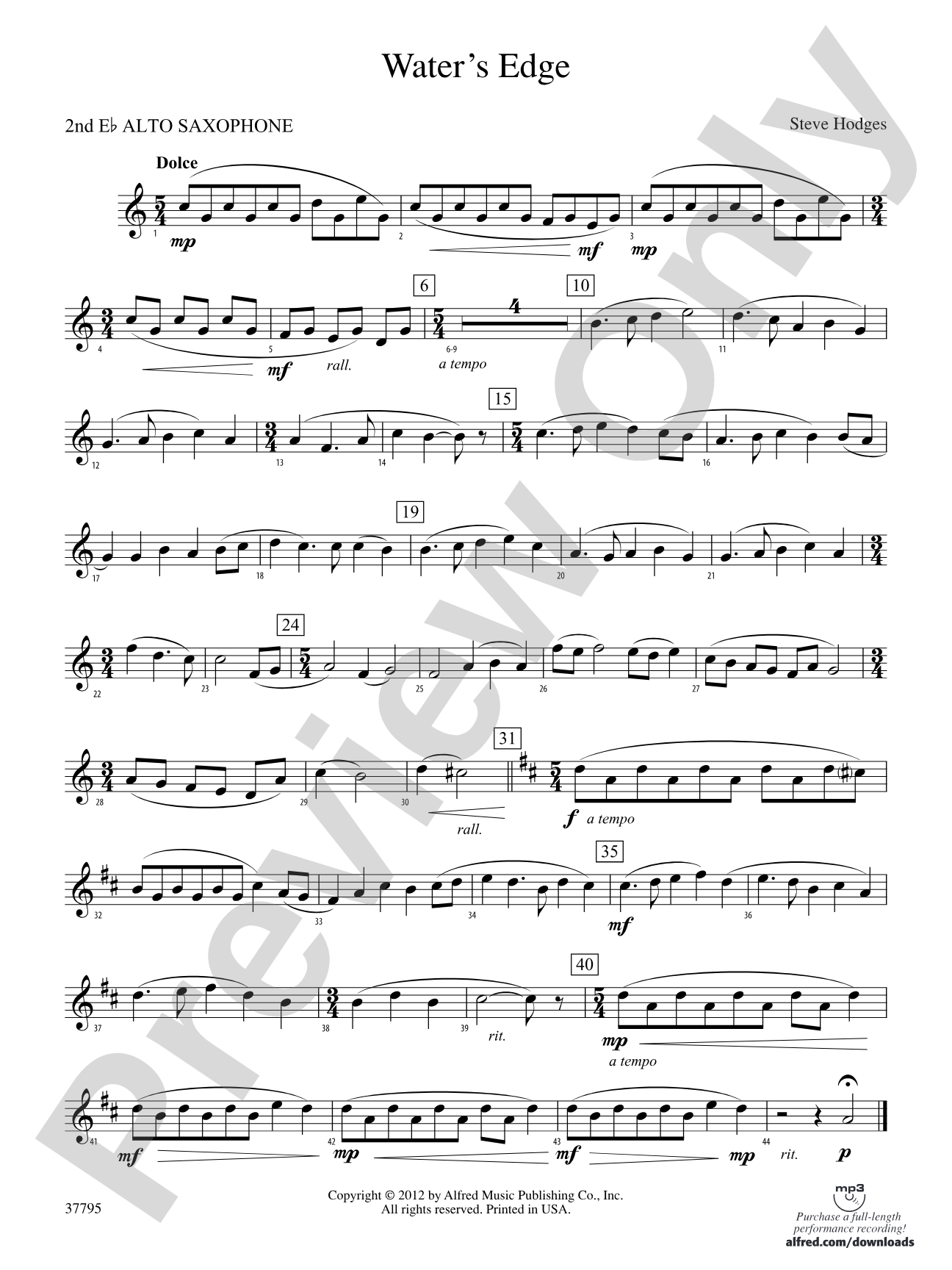 Water's Edge: 2nd E-flat Alto Saxophone