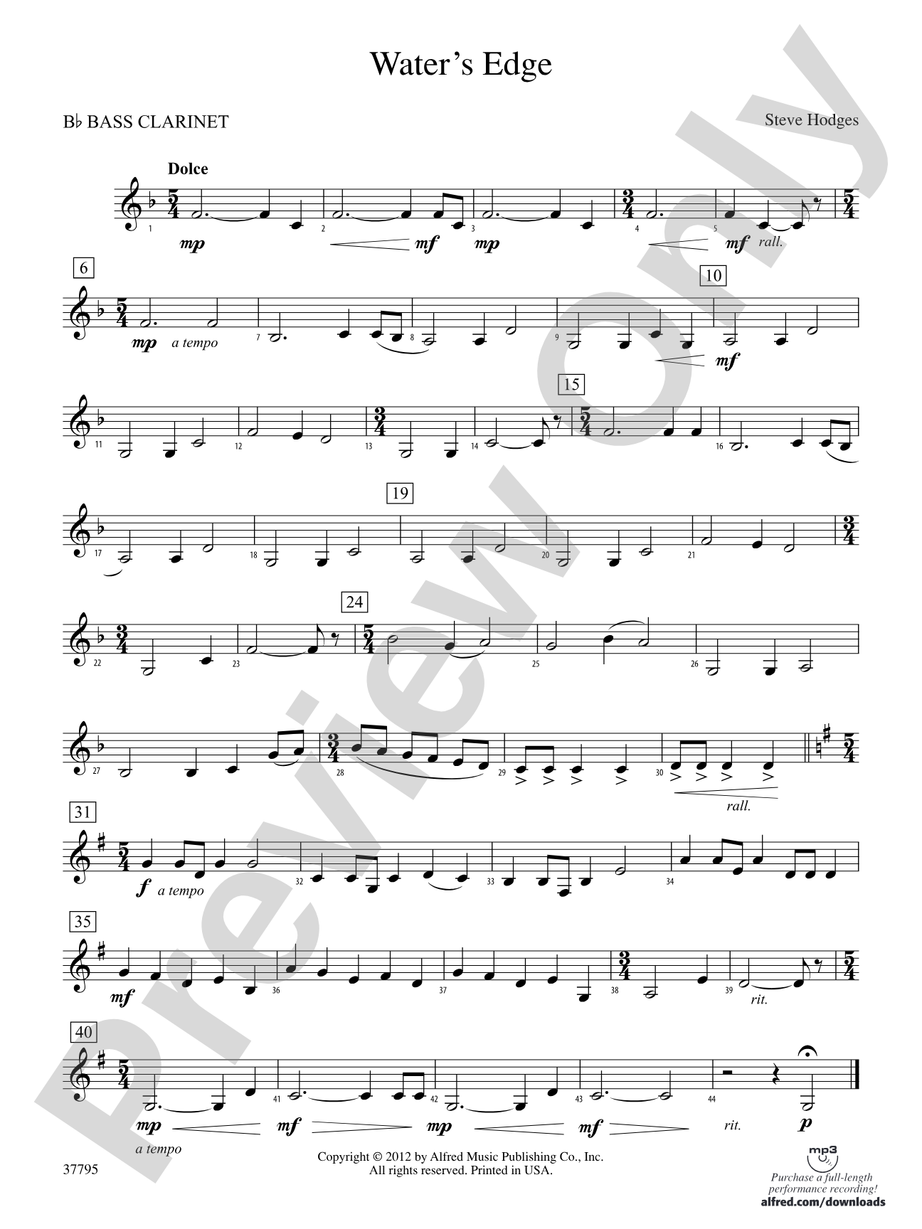 Water's Edge: B-flat Bass Clarinet