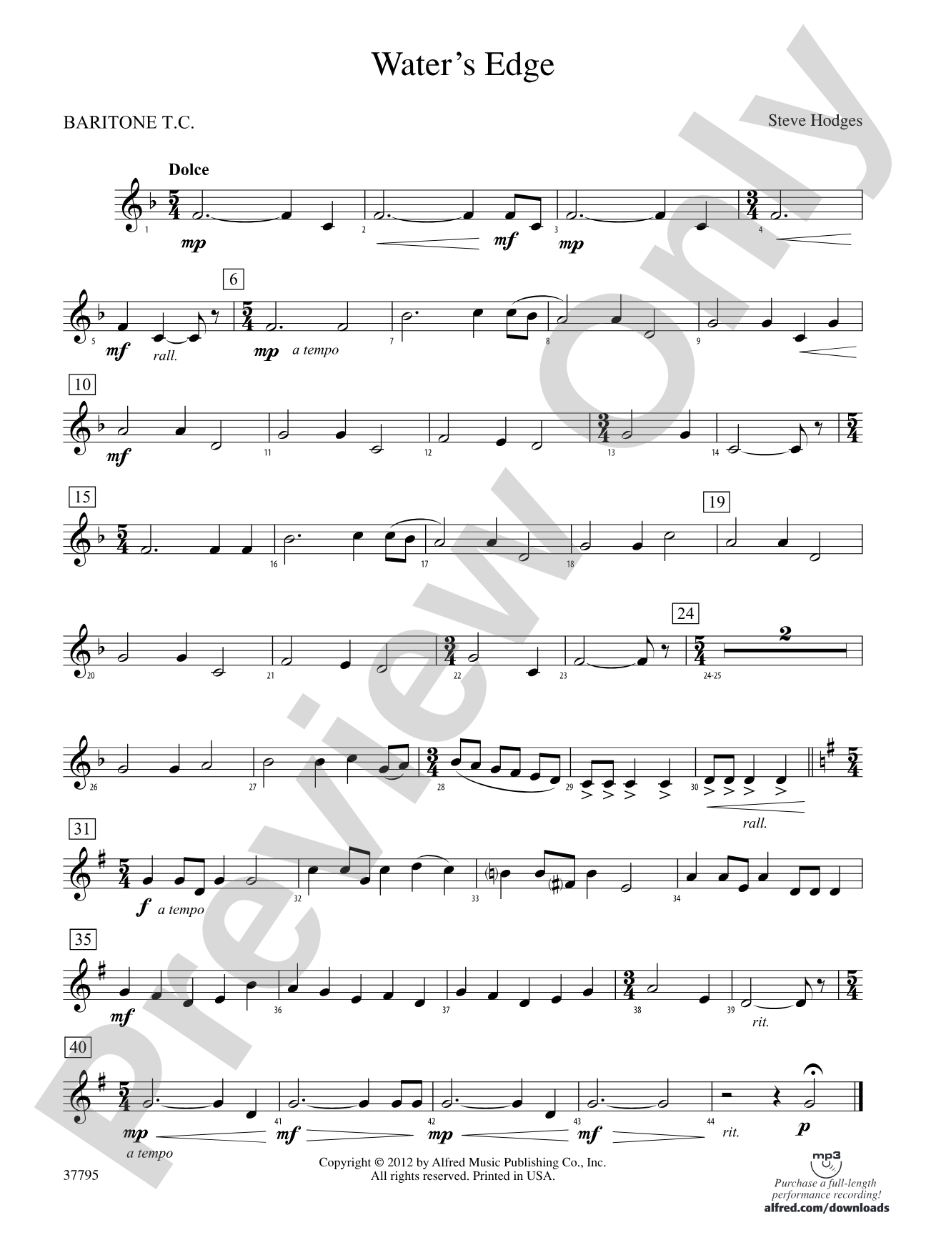 Water's Edge: Baritone T.C.