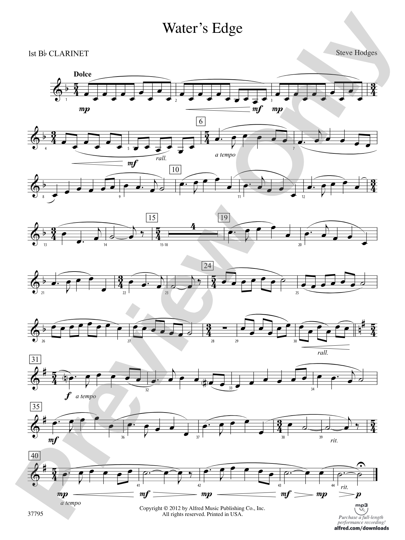 Water's Edge: 1st B-flat Clarinet