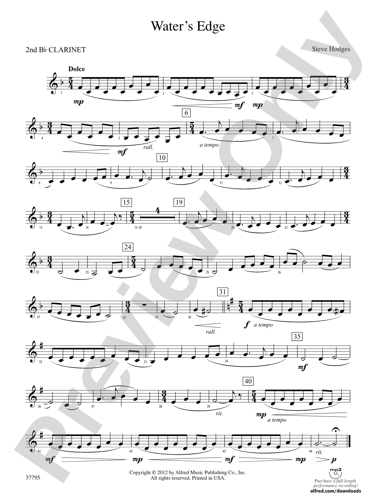 Water's Edge: 2nd B-flat Clarinet