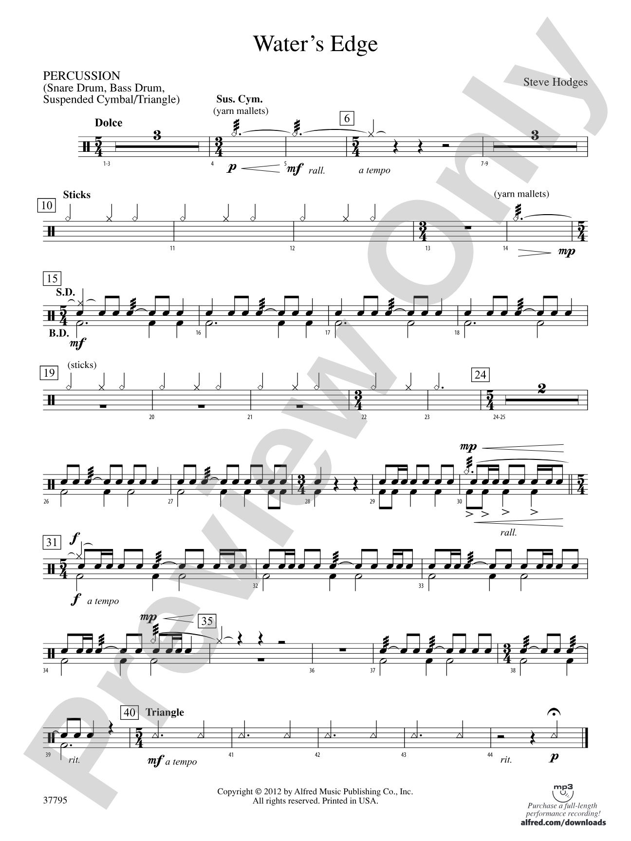 Water's Edge: 1st Percussion