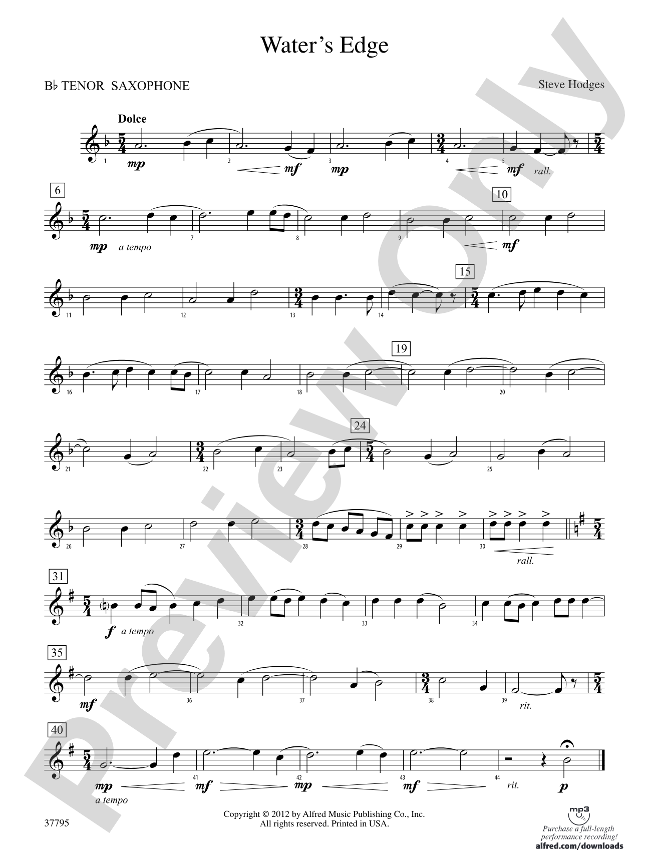 Water's Edge: B-flat Tenor Saxophone