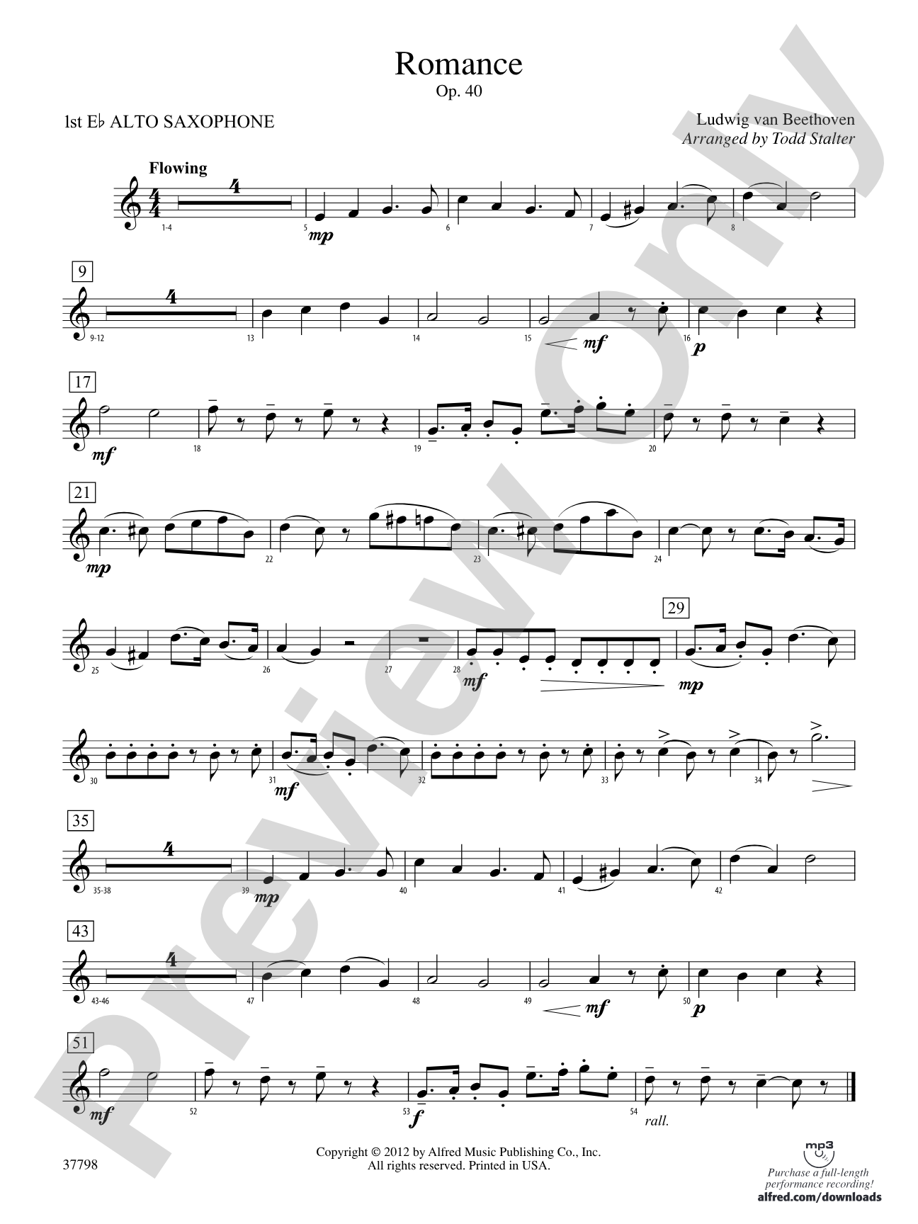 Romance, Op. 40: E-flat Alto Saxophone