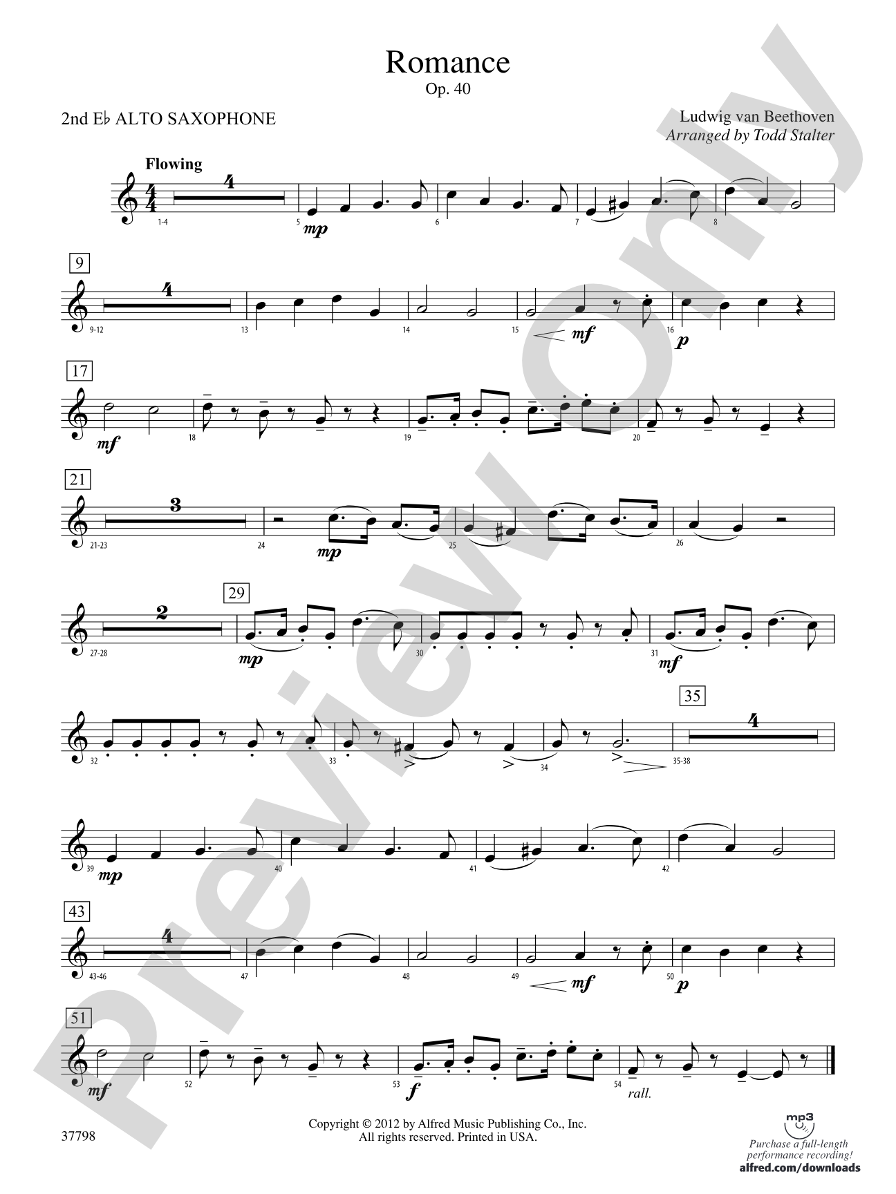 Romance, Op. 40: 2nd E-flat Alto Saxophone