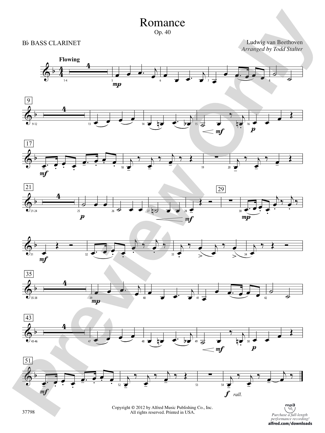 Romance, Op. 40: B-flat Bass Clarinet