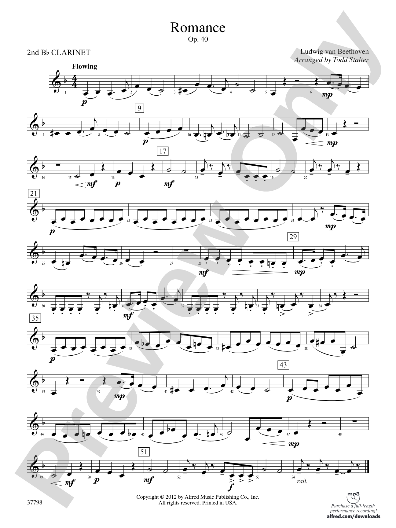 Romance, Op. 40: 2nd B-flat Clarinet