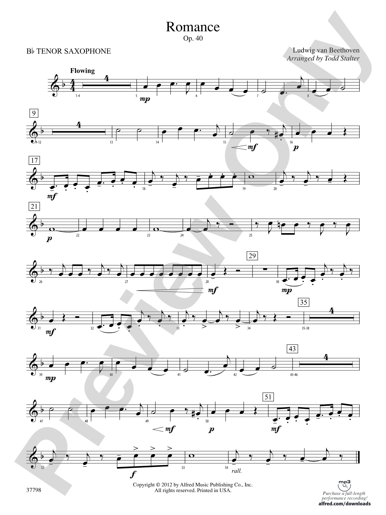 Romance, Op. 40: B-flat Tenor Saxophone