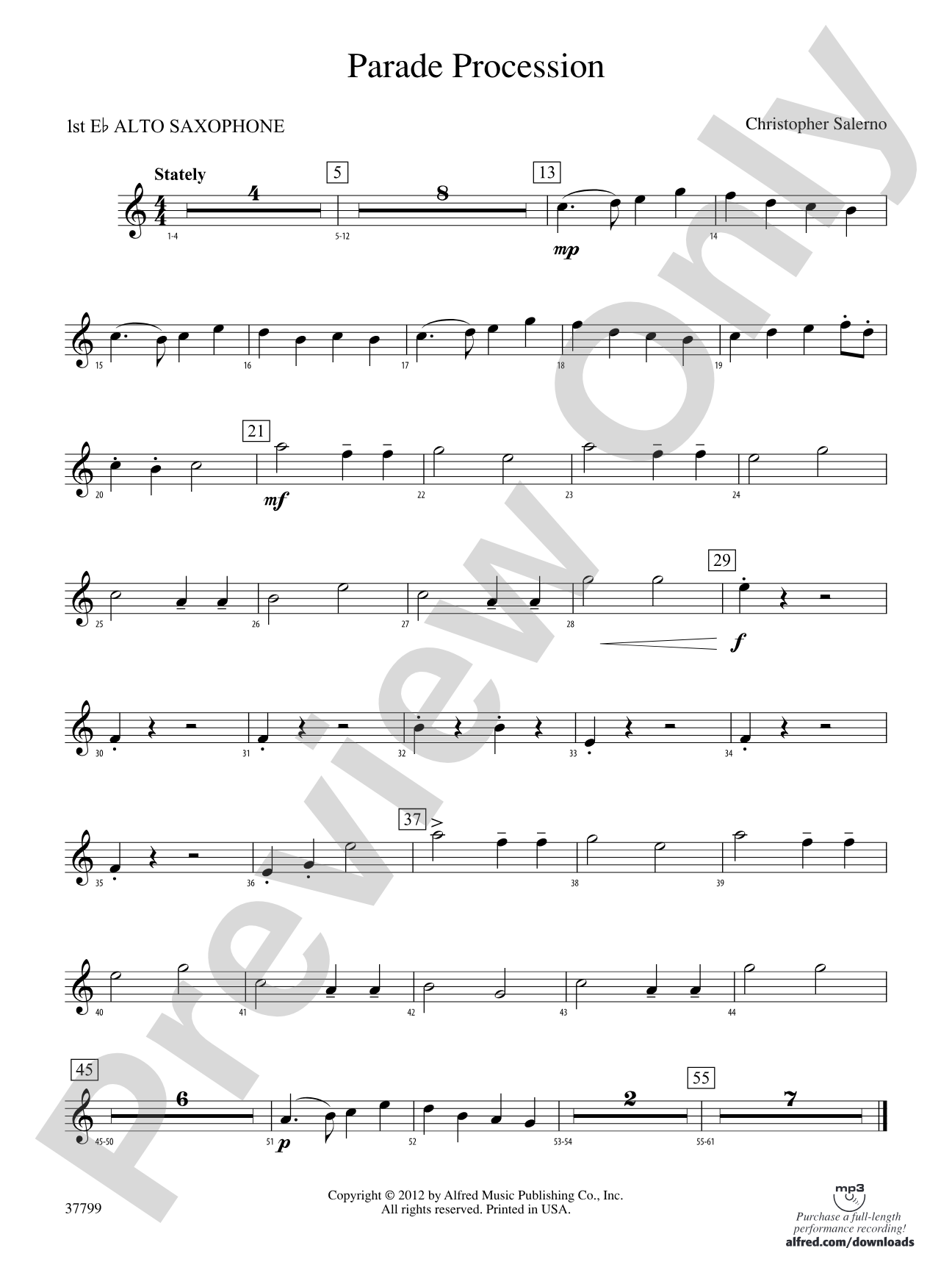 Parade Procession: E-flat Alto Saxophone