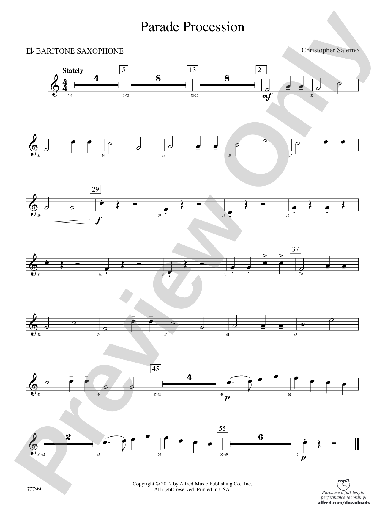 Parade Procession: E-flat Baritone Saxophone