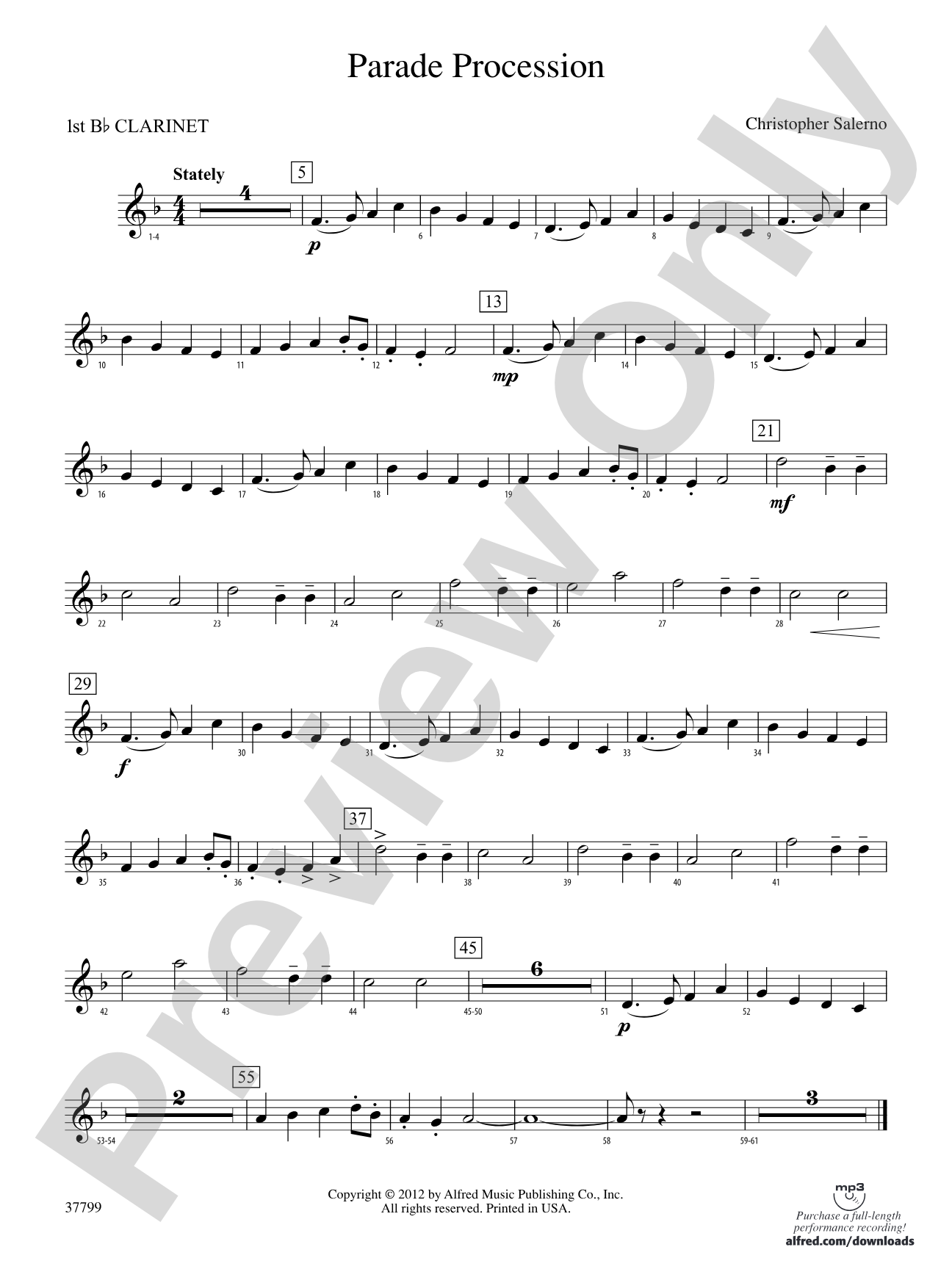 Parade Procession: 1st B-flat Clarinet