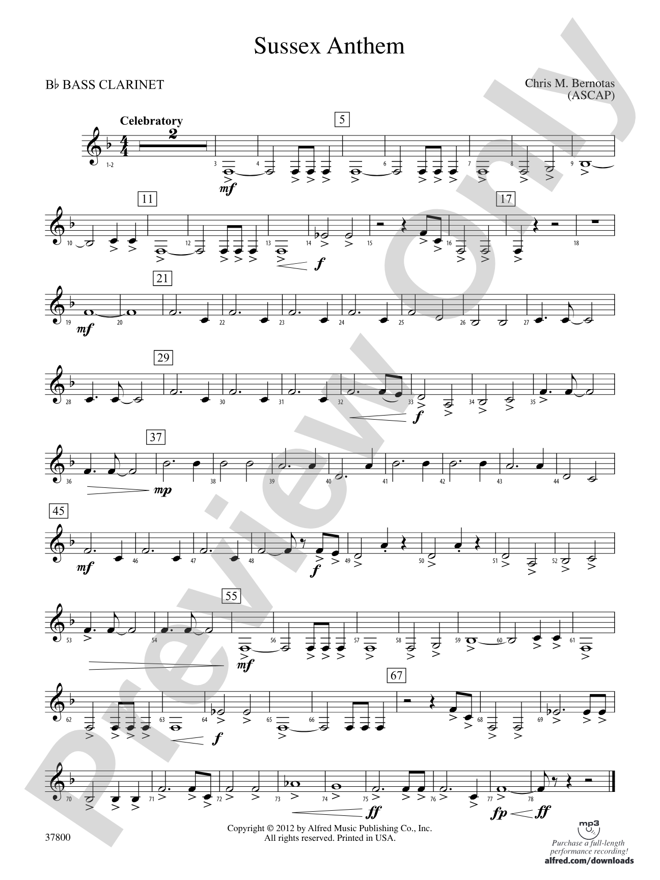 Sussex Anthem: B-flat Bass Clarinet