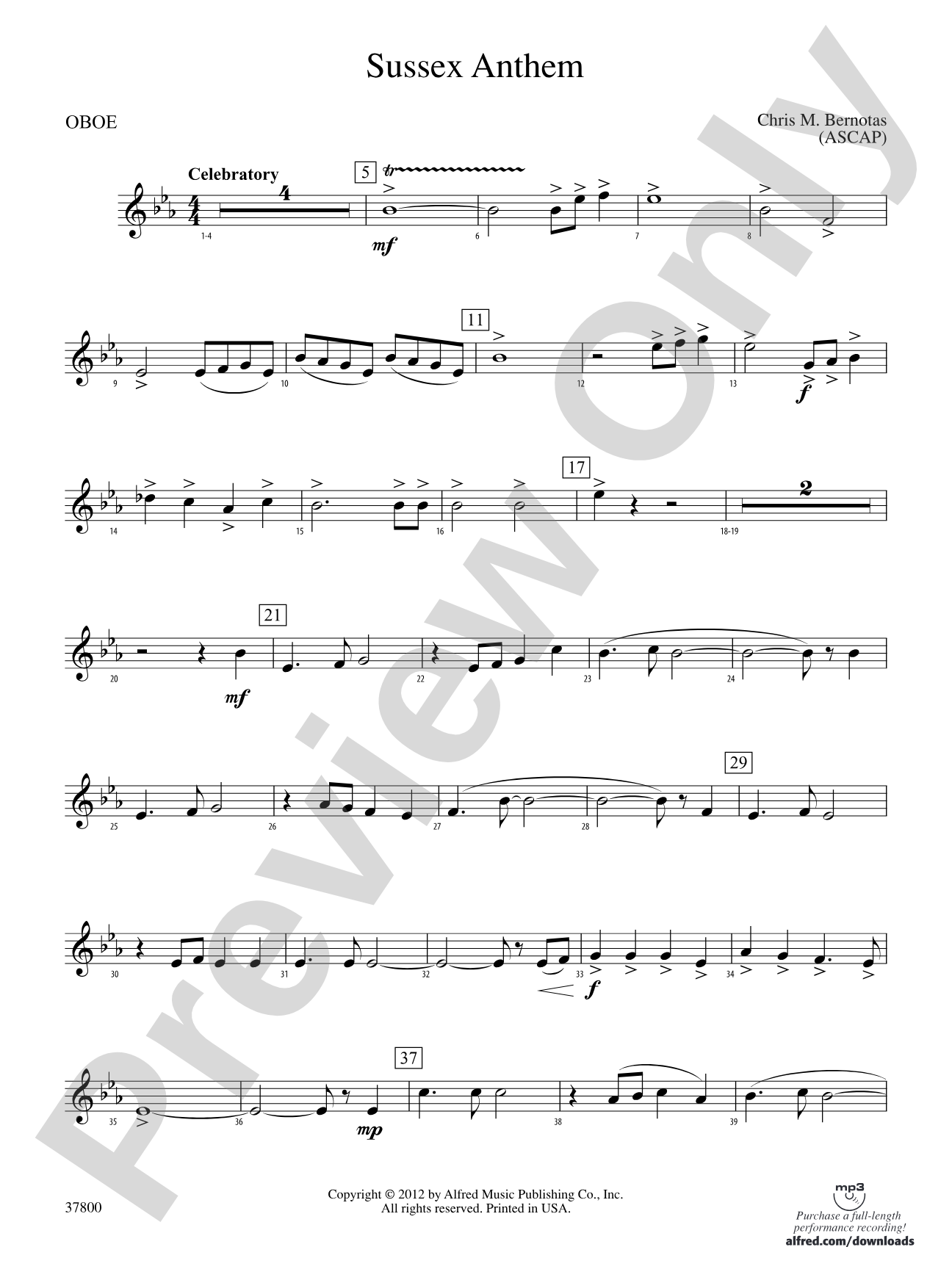 Sussex Anthem: Oboe