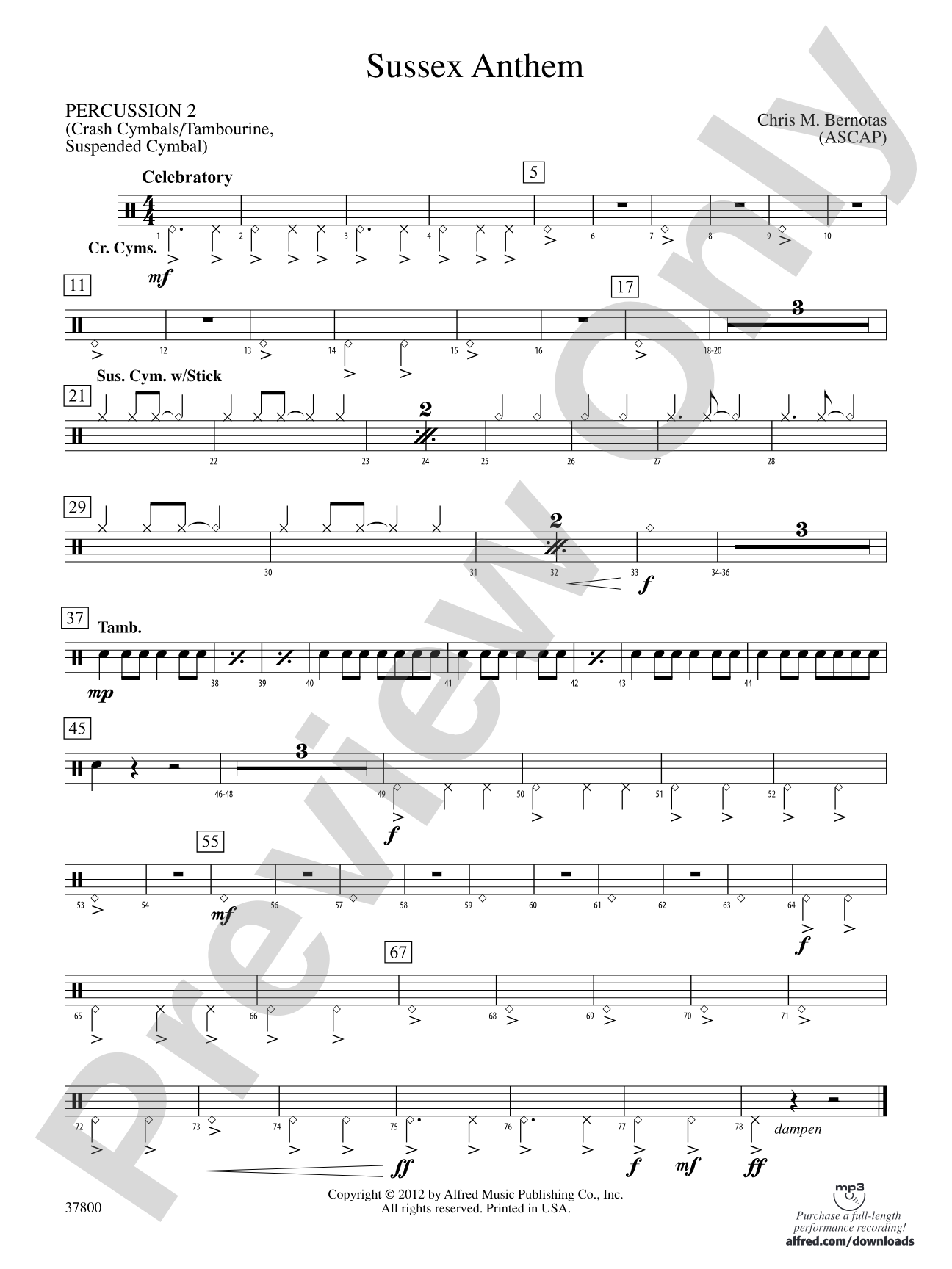 Sussex Anthem: 2nd Percussion