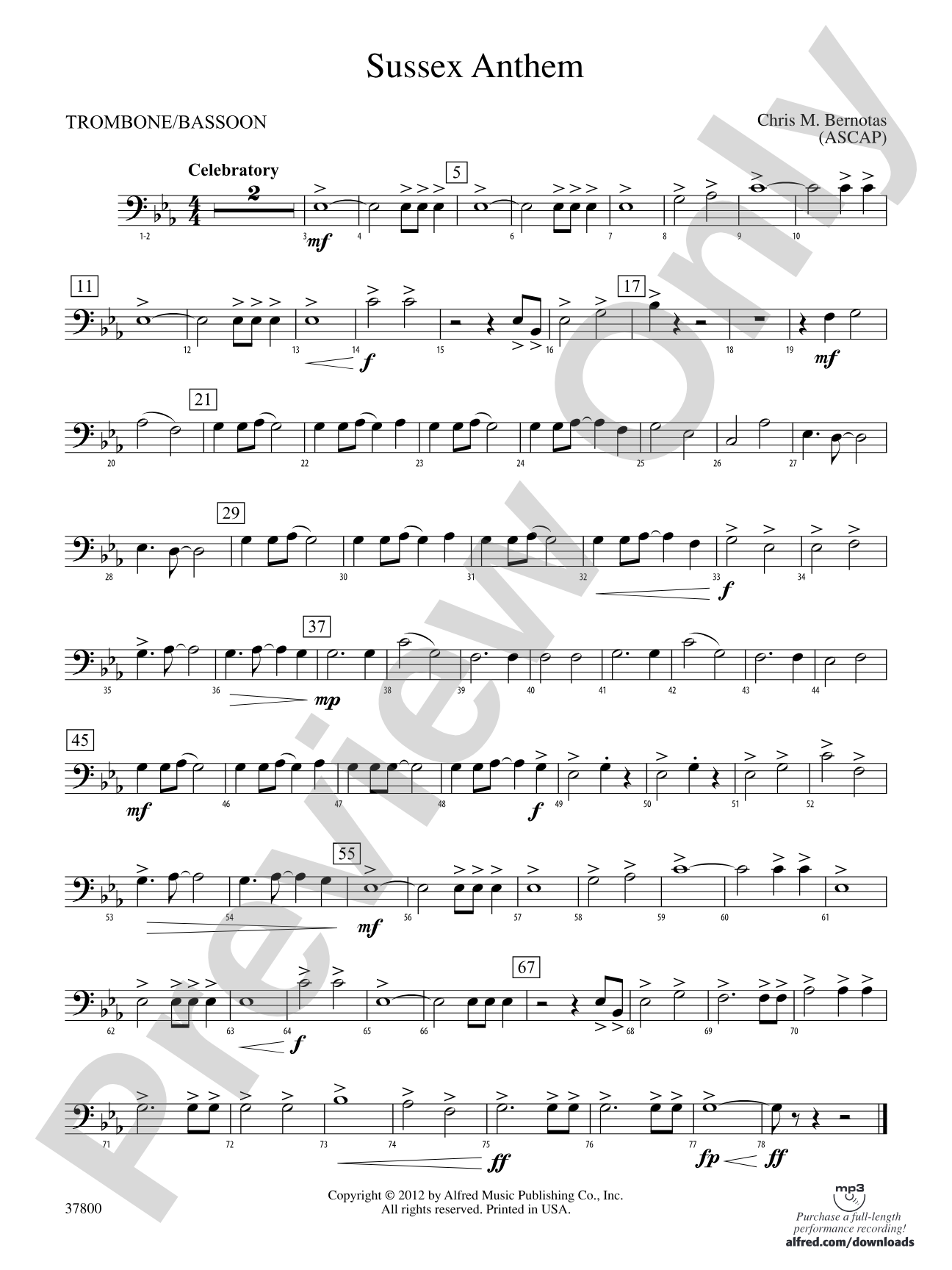 Sussex Anthem: 1st Trombone