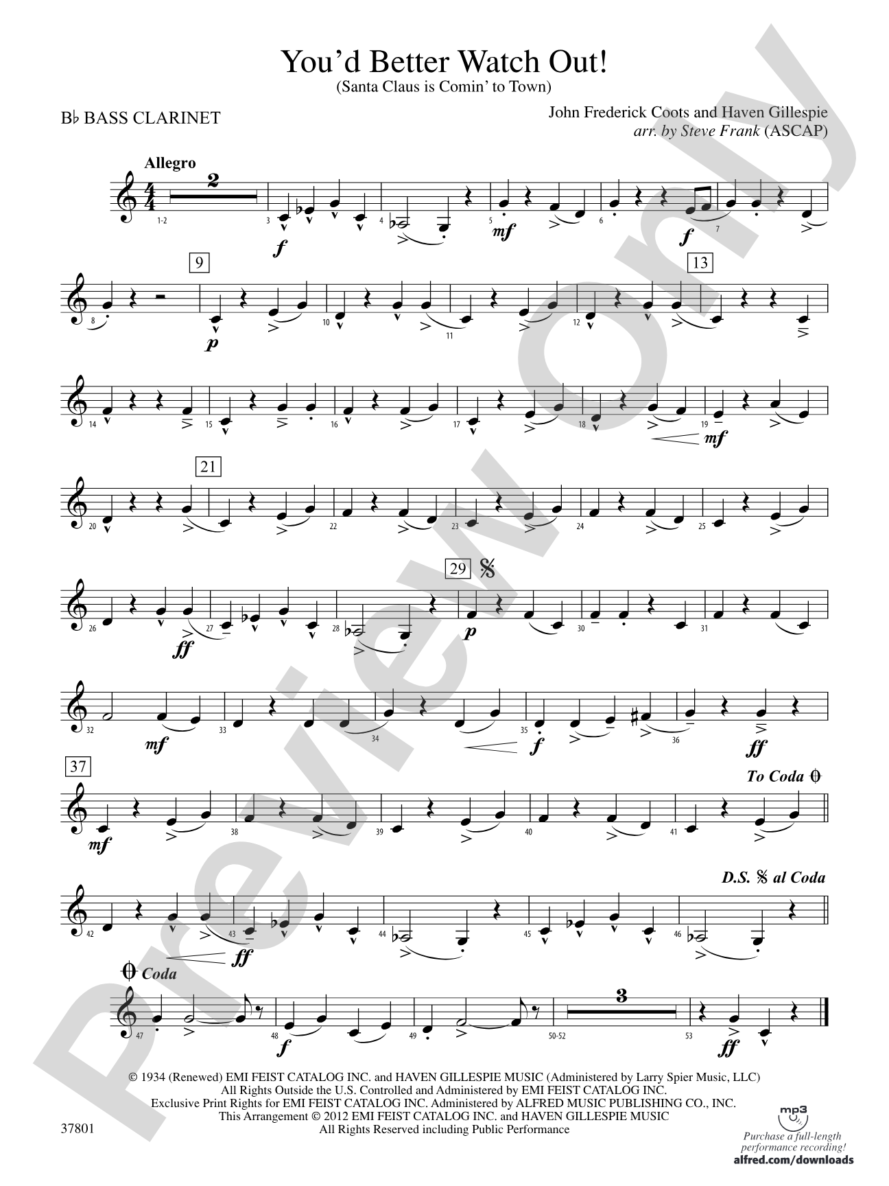 You'd Better Watch Out!: B-flat Bass Clarinet
