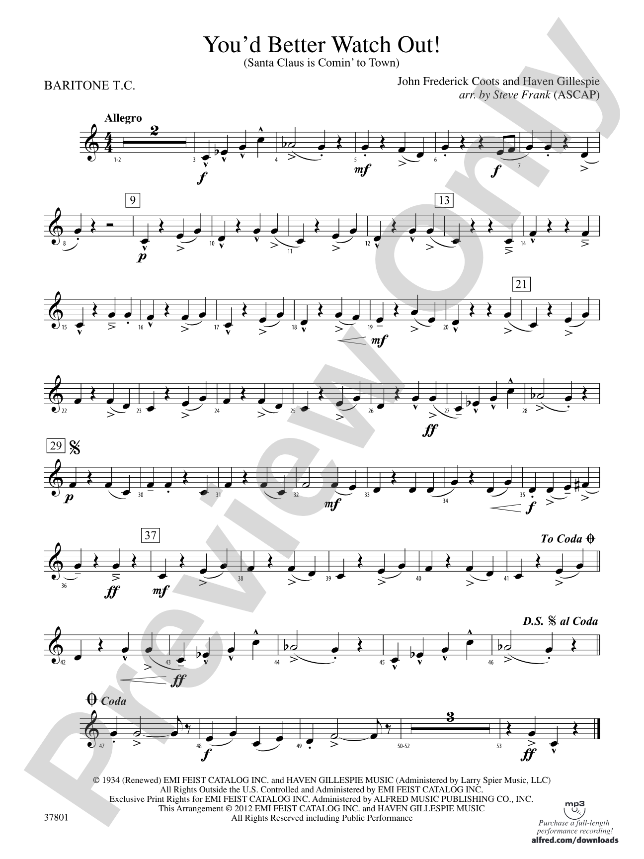 You'd Better Watch Out!: Baritone T.C.