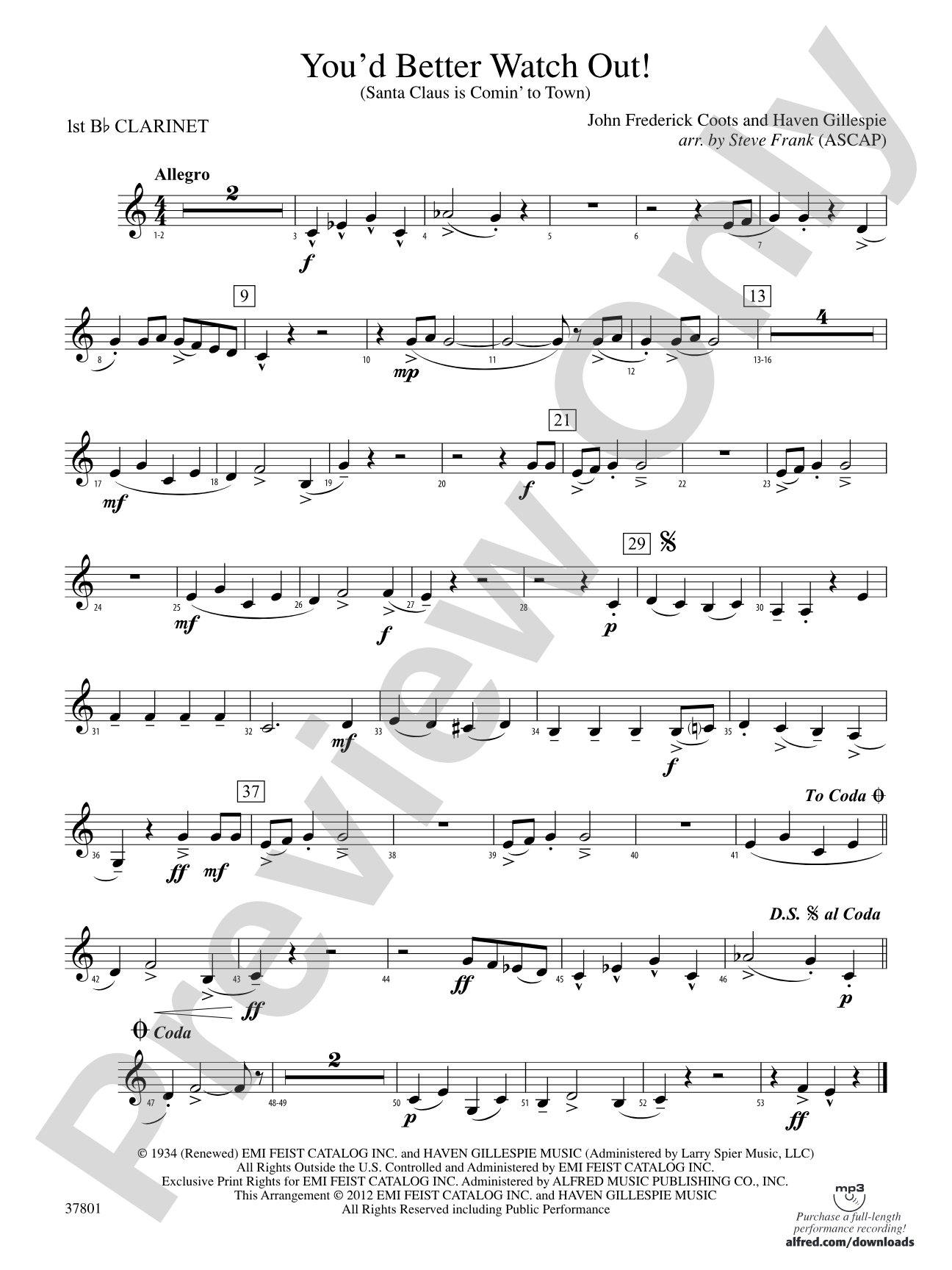 You'd Better Watch Out!: 1st B-flat Clarinet