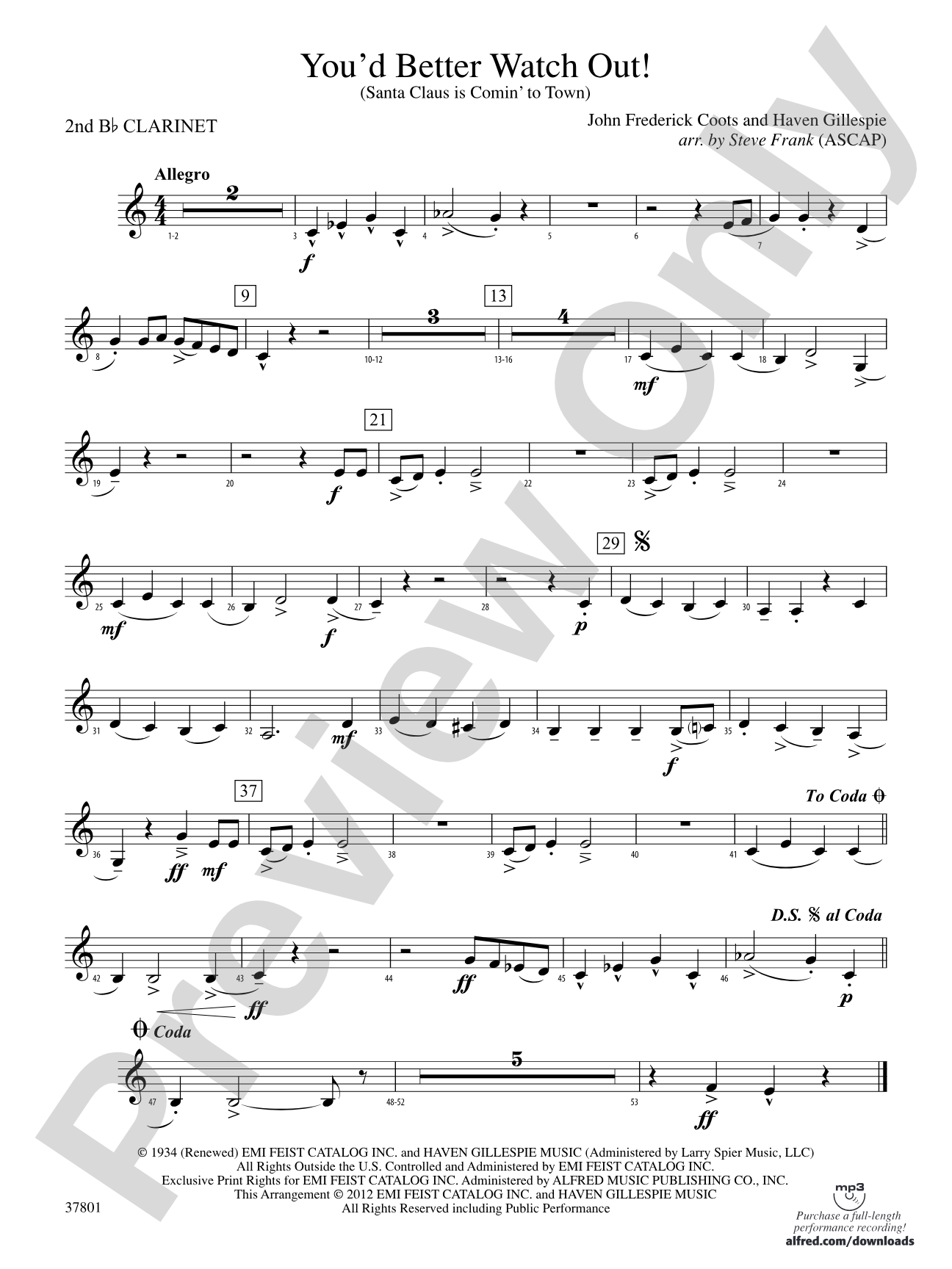 You'd Better Watch Out!: 2nd B-flat Clarinet