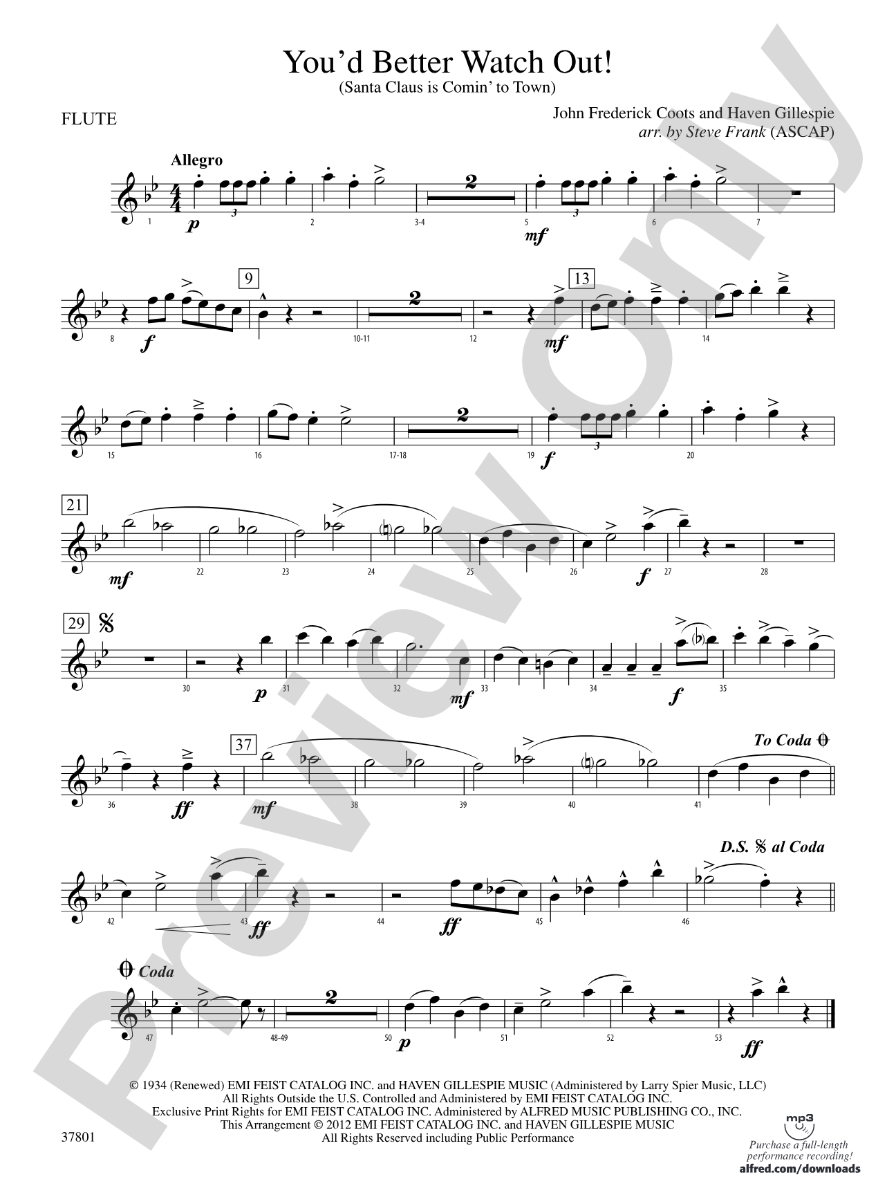 You'd Better Watch Out!: Flute