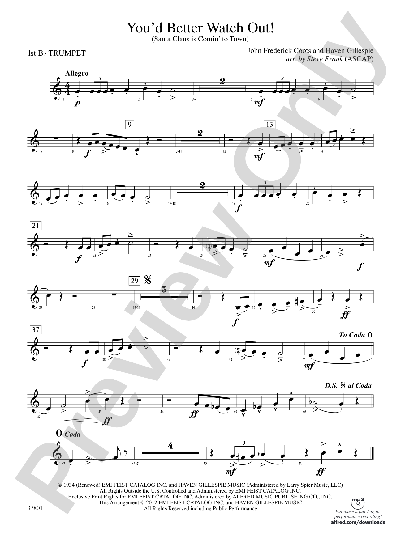 You'd Better Watch Out!: 1st B-flat Trumpet