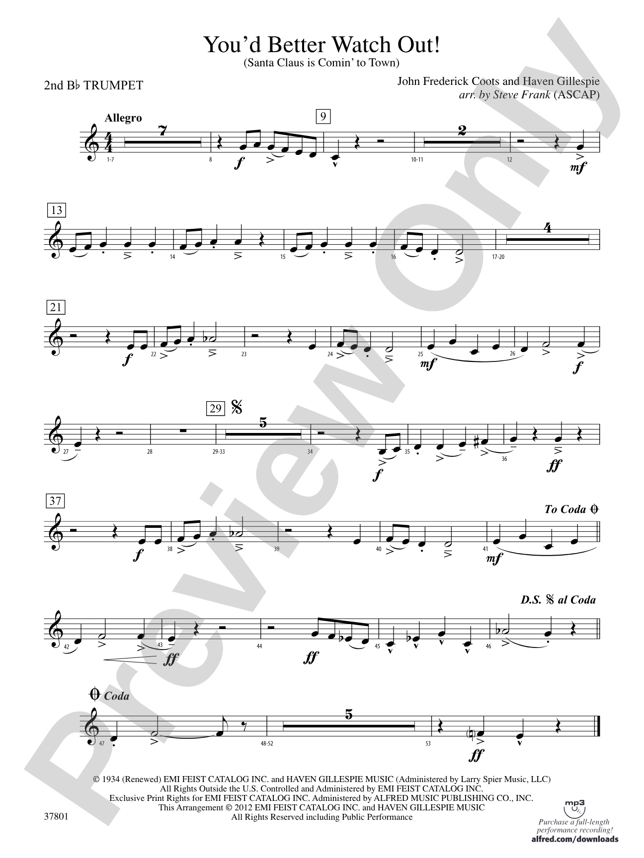 You'd Better Watch Out!: 2nd B-flat Trumpet