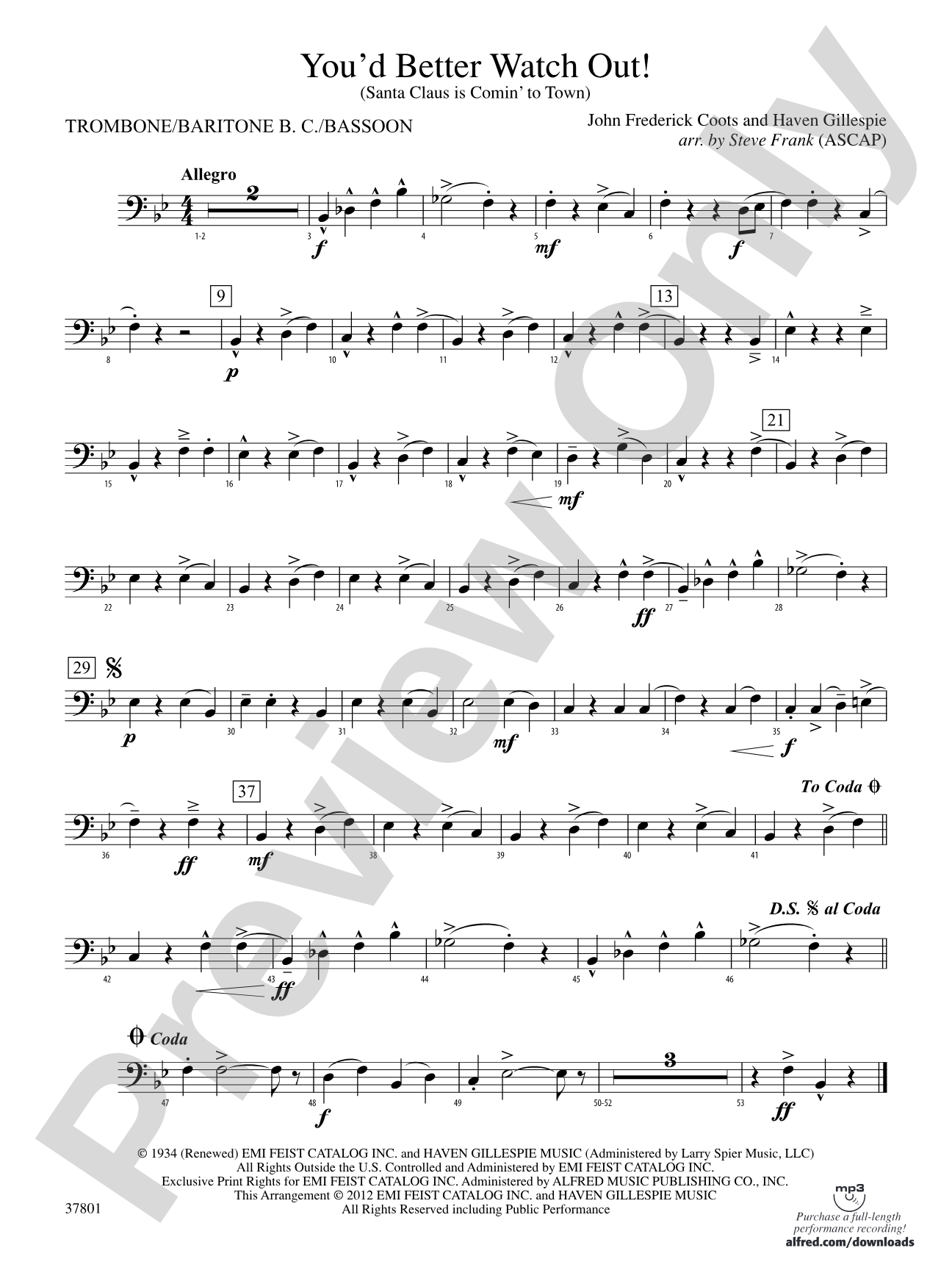 You'd Better Watch Out!: 1st Trombone