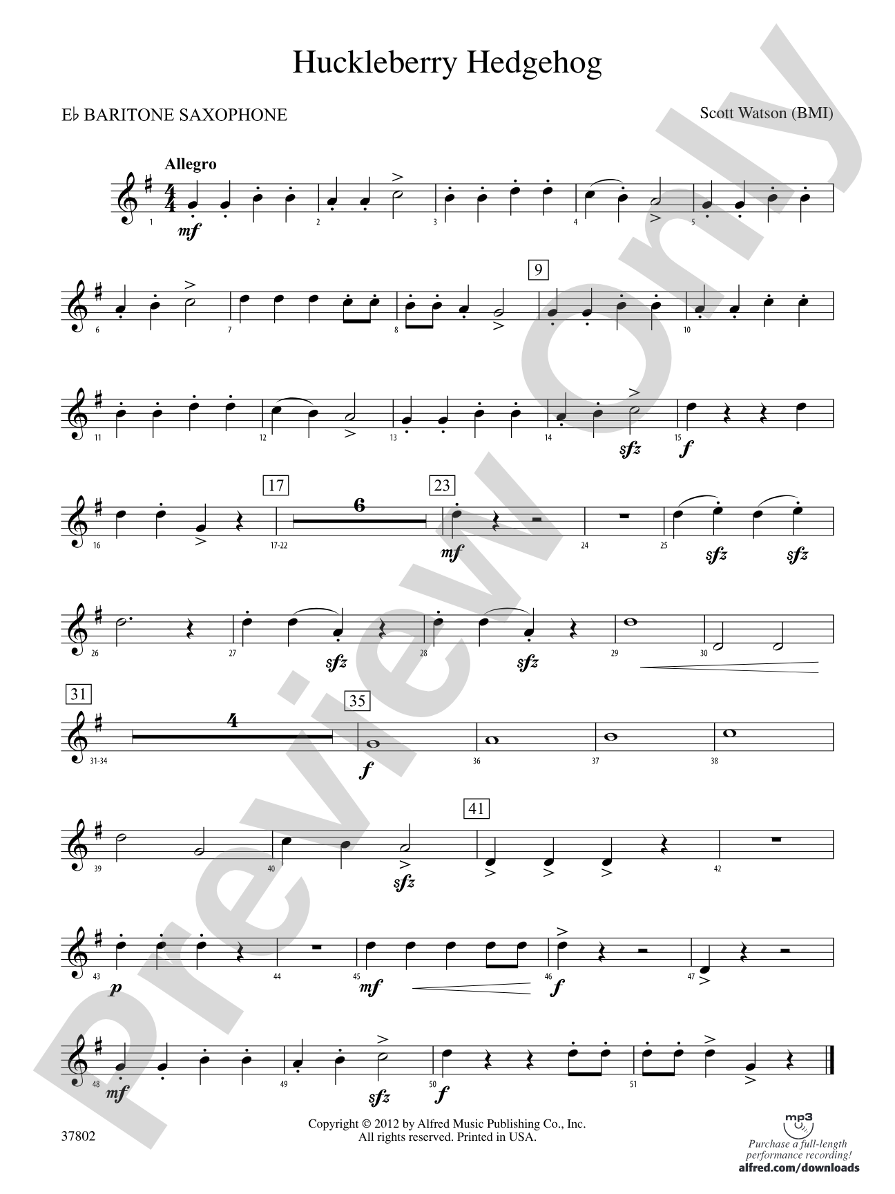 Huckleberry Hedgehog: E-flat Baritone Saxophone