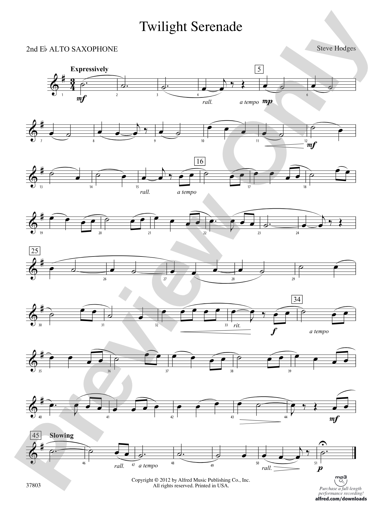 Twilight Serenade: 2nd E-flat Alto Saxophone
