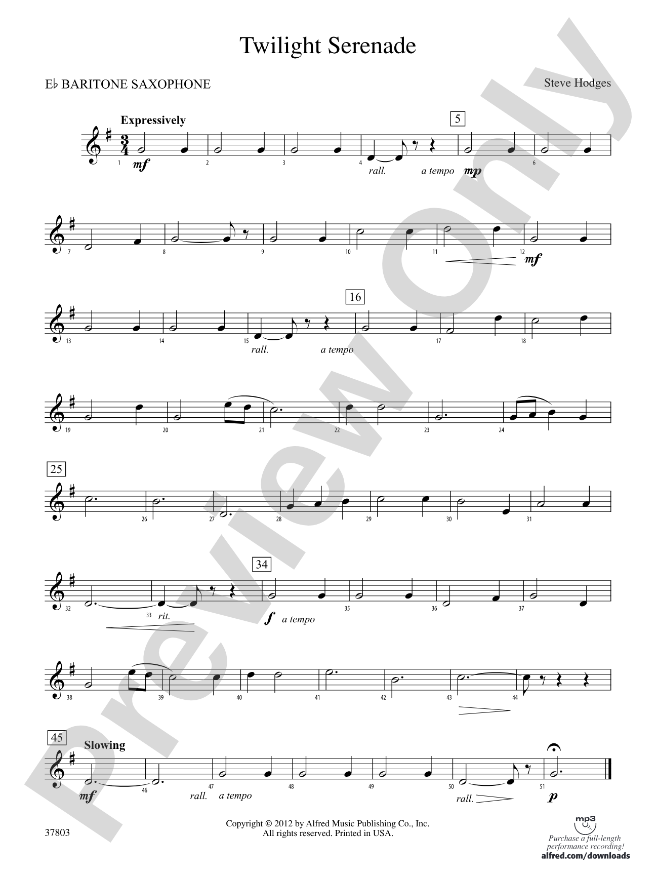 Twilight Serenade: E-flat Baritone Saxophone