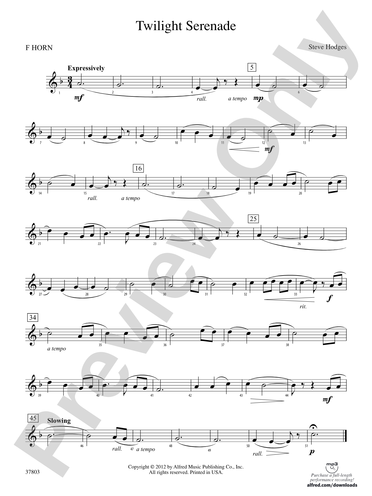 Twilight Serenade: 1st F Horn