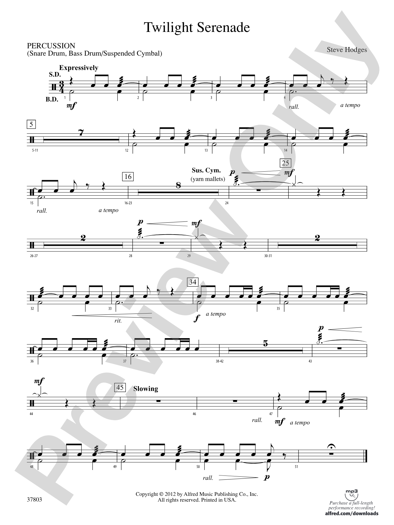 Twilight Serenade: 1st Percussion